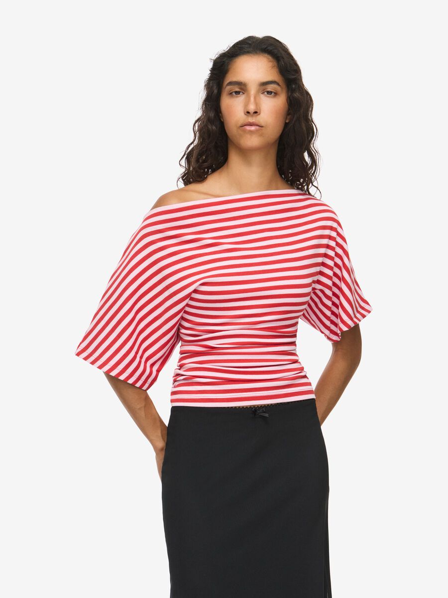 Product tile image NMSTORMI ONE-SHOULDER TOP, Goji Berry 27039817_GojiBerry_1347901