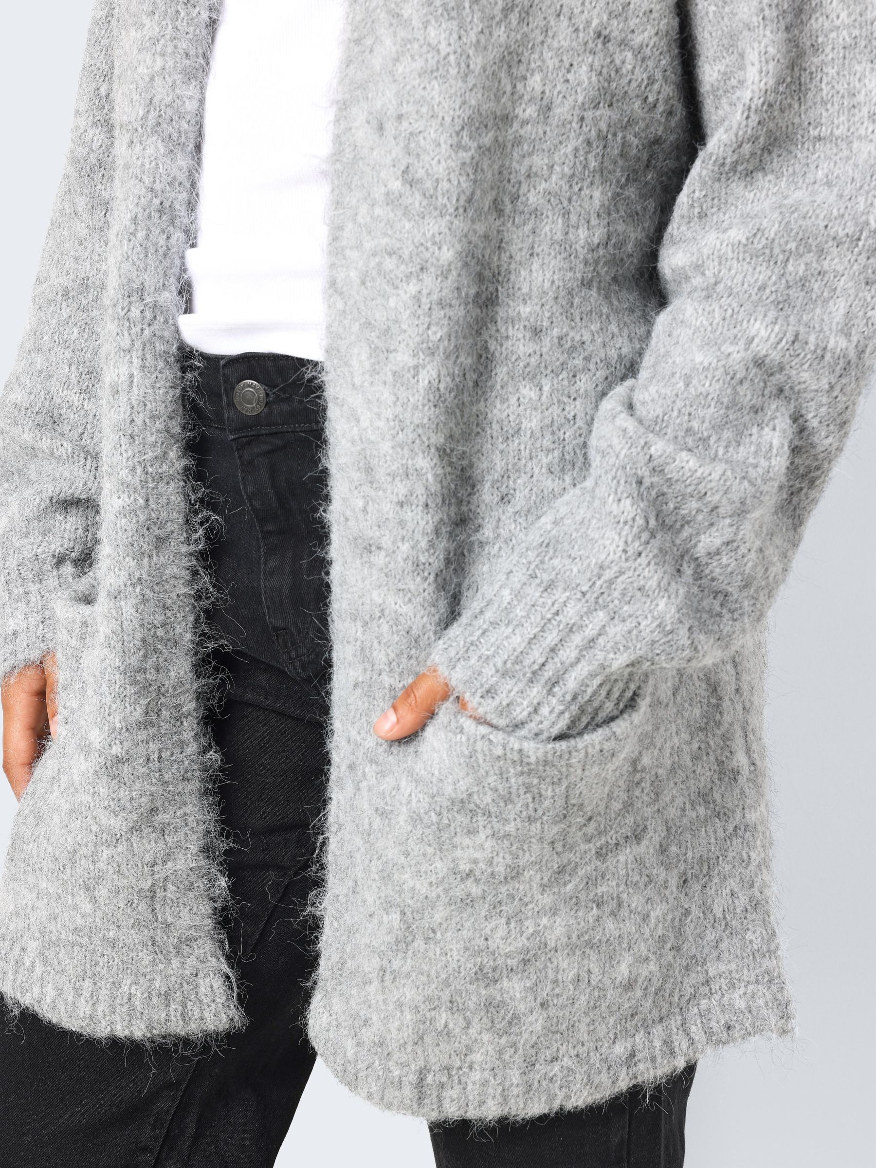 Fuzzy grey cardigan on sale