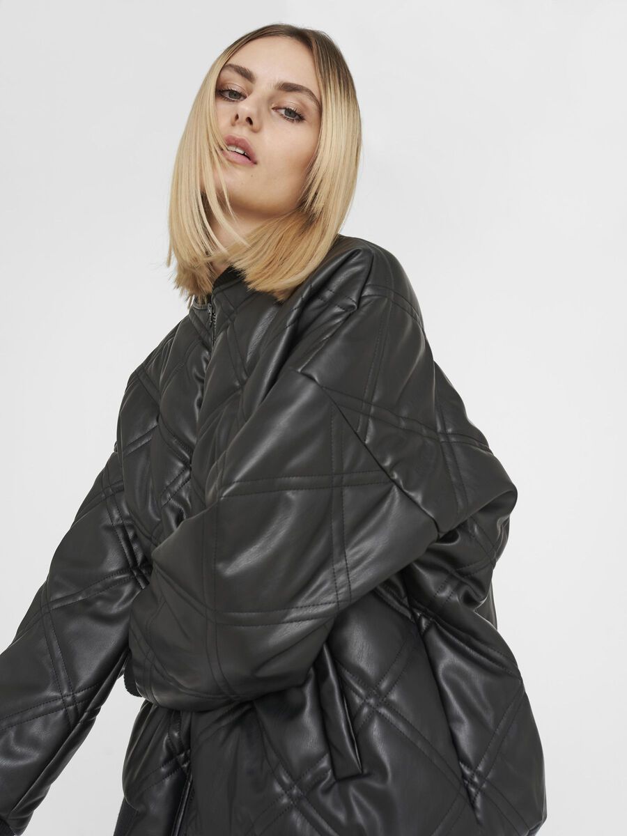 QUILTED - BOMBER JACKET, Black, highres