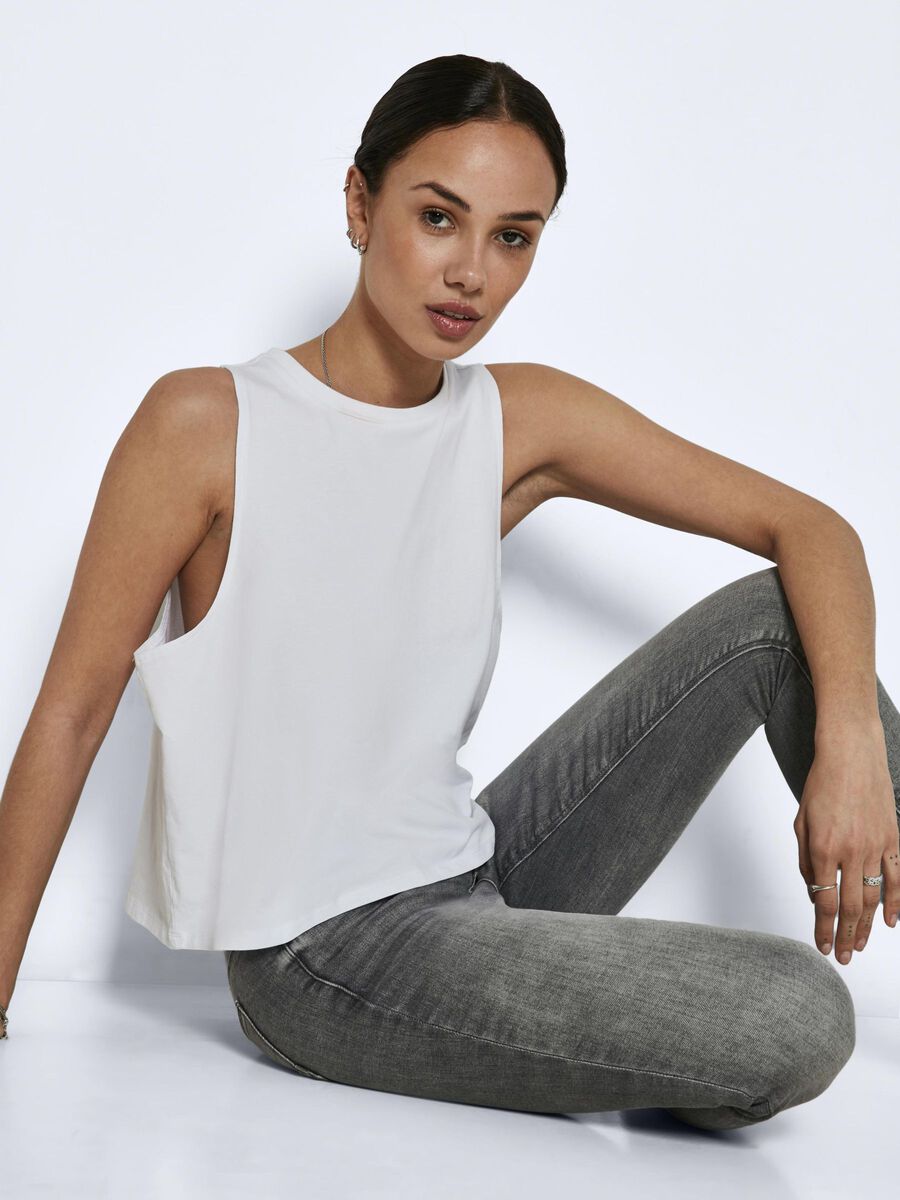 CROPPED TOP UDEN ÆRMER, Bright White, highres