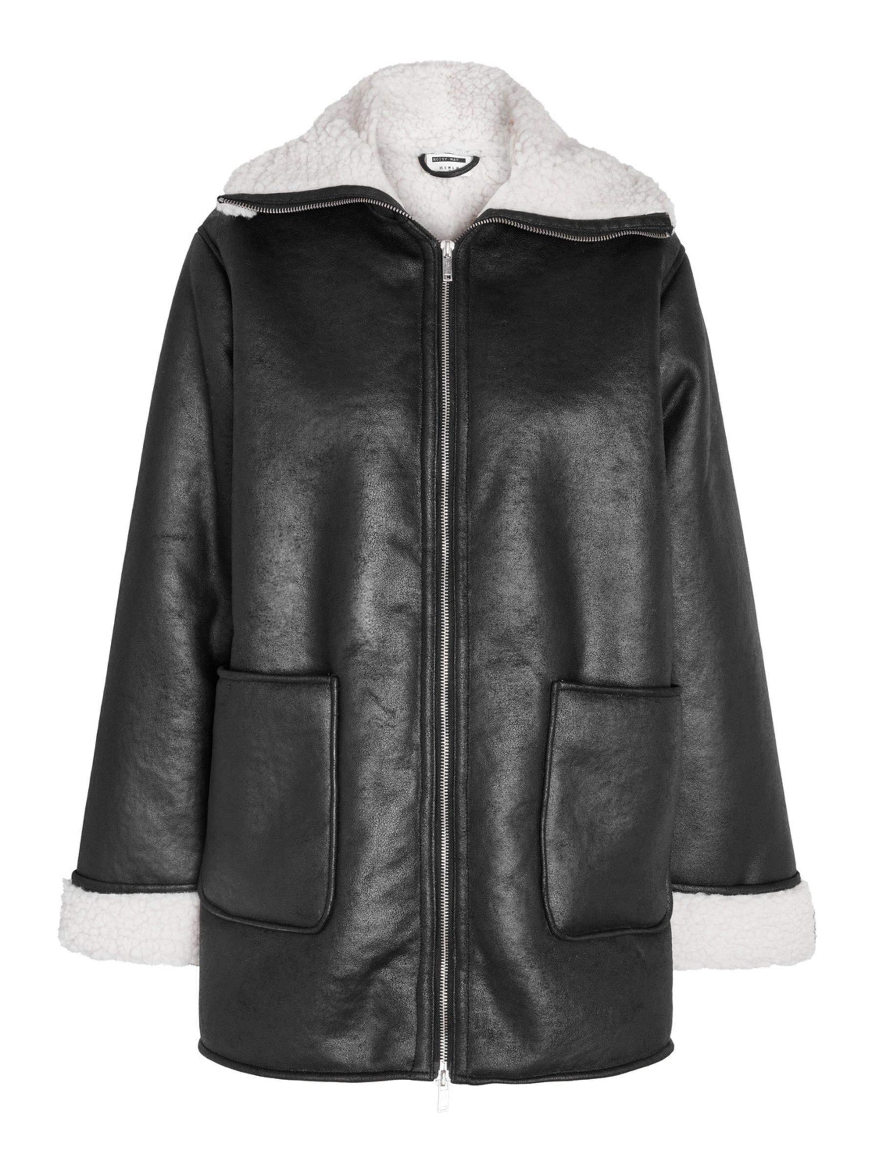 Fashion long sleeve plush leather jacket discount