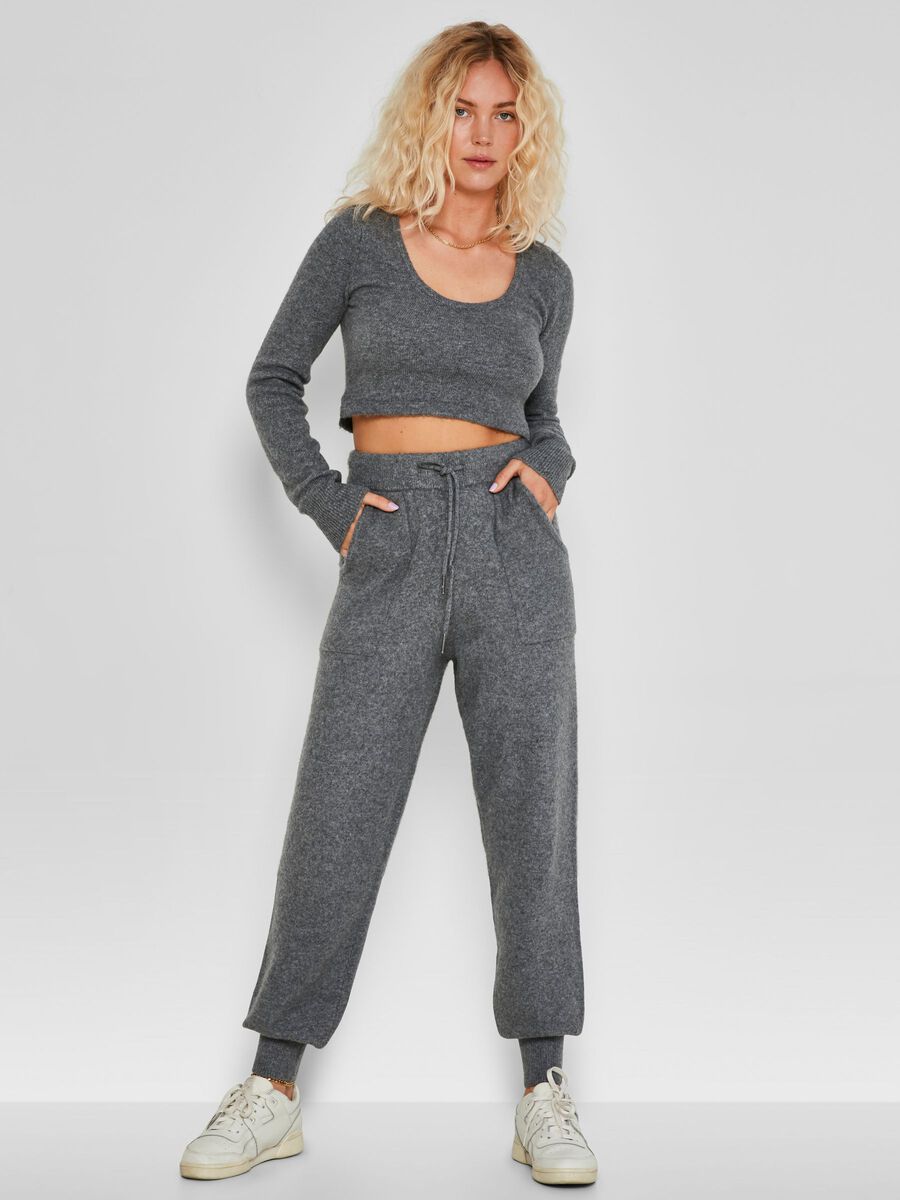 Noisy May KNITTED TROUSERS, Medium Grey Melange, highres - 27017931_MediumGreyMelange_004.jpg