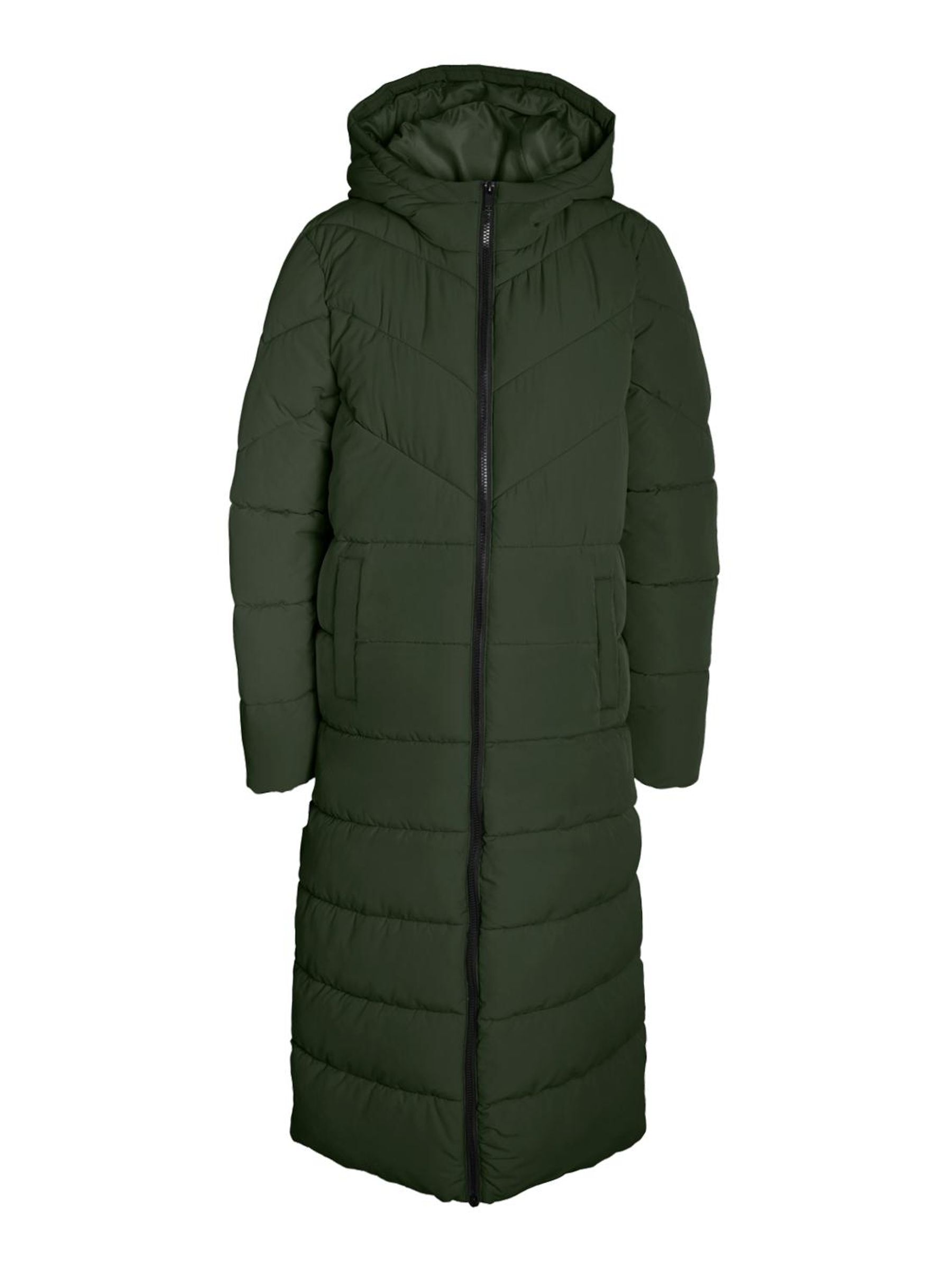 Khaki green long puffer jacket store