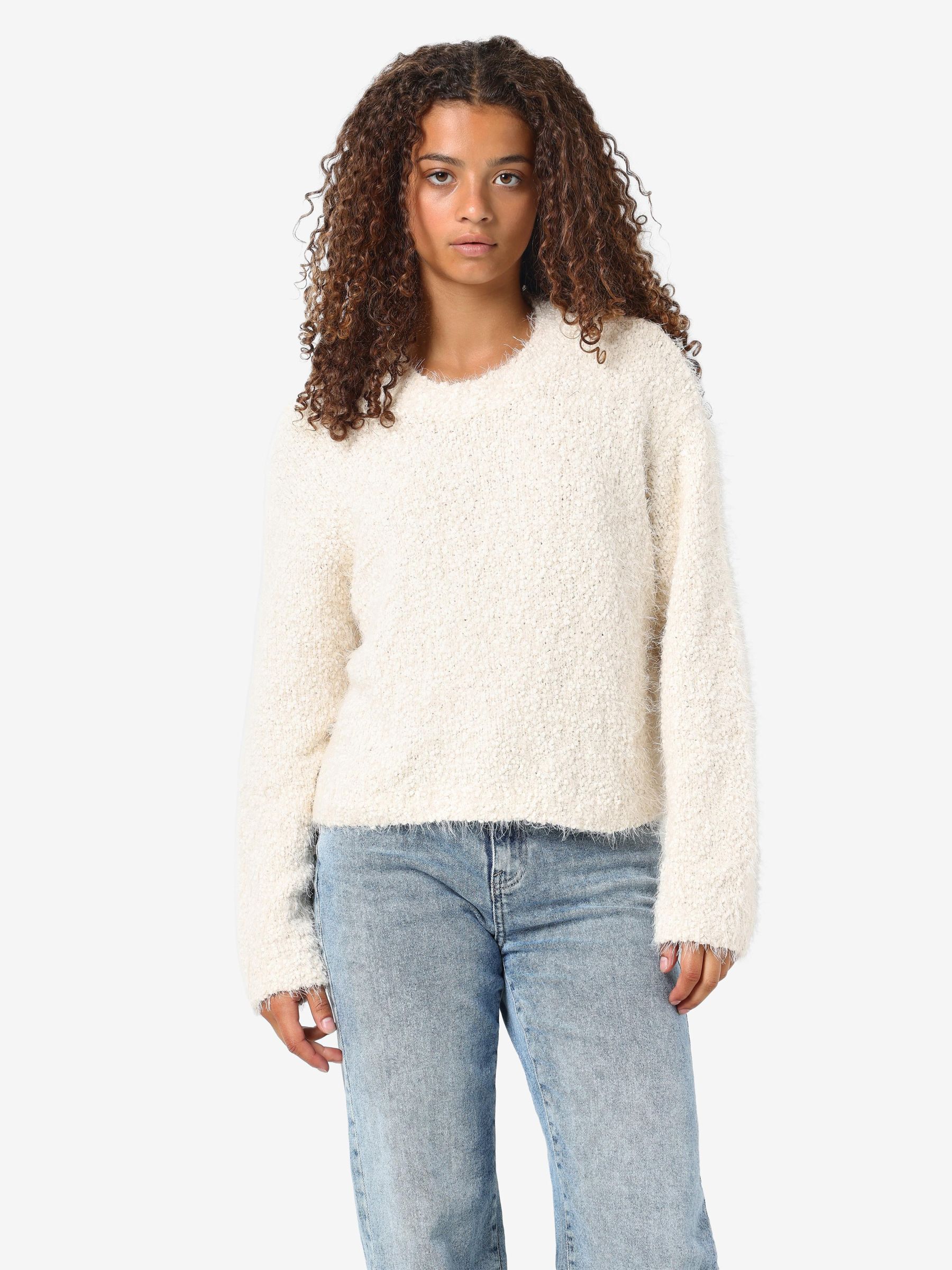 FLUFFY KNITTED PULLOVER White NOISY MAY