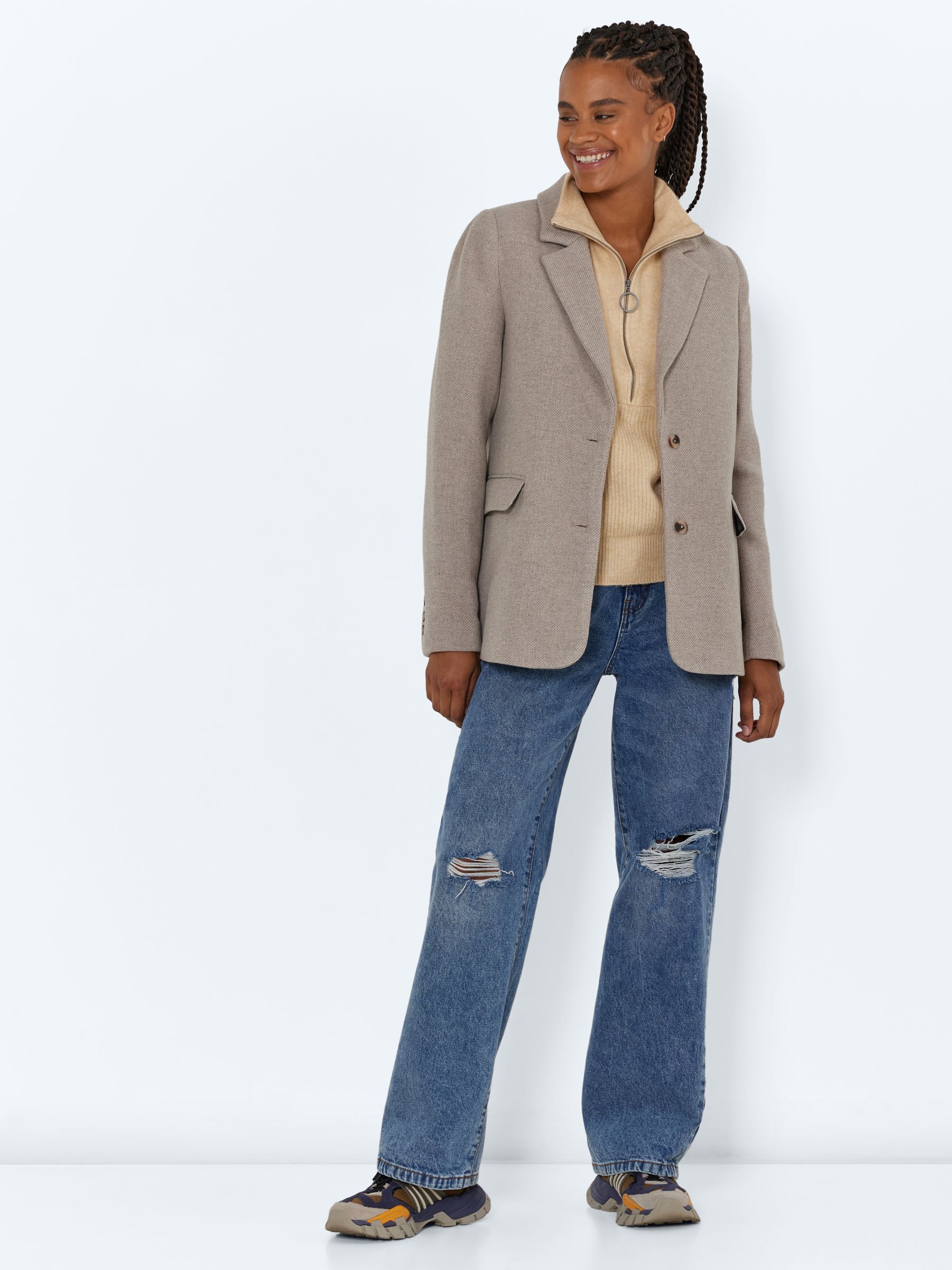 Wool blazer with on sale jeans