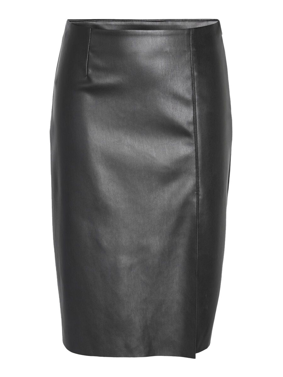 Carousel image - FAUX LEATHER MIDI SKIRT, Black | 2