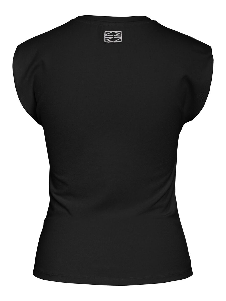 Carousel image - NMLEGA  CAP SLEEVE TOP, Black | 2