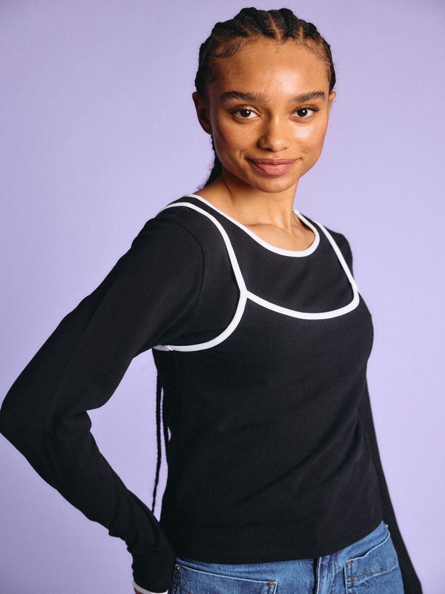 Carousel image 7 NMKERRY DOUBLE LAYER LONG SLEEVED TOP, Black