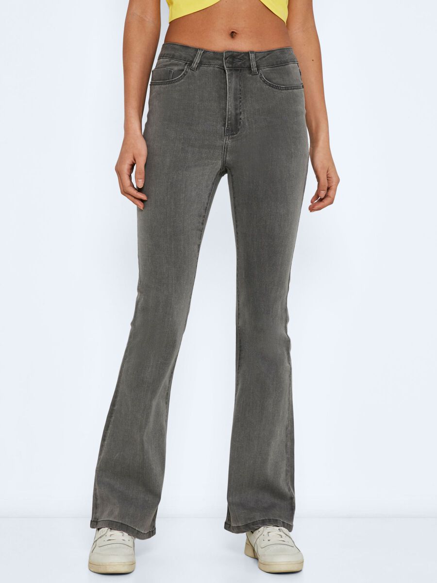 NMSALLIE HIGH WAISTED FLARED JEANS, Grey