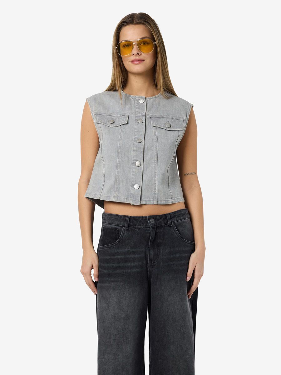 Noisy May RACCOURCI GILET EN DENIM, Light Grey Denim, highres - 27034273_LightGreyDenim_003.jpg