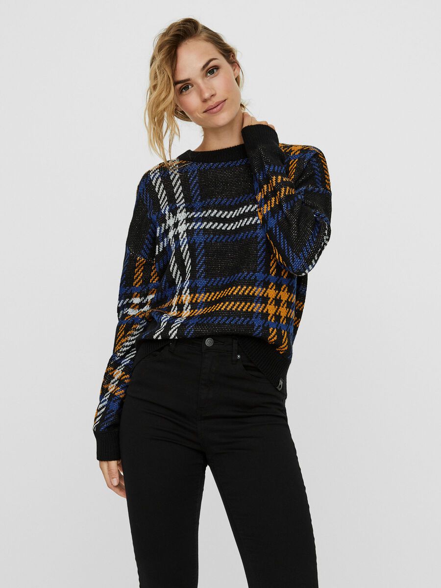 Noisy May CHEQUERED KNITTED PULLOVER, Black, highres - 27012434_Black_785747_003.jpg
