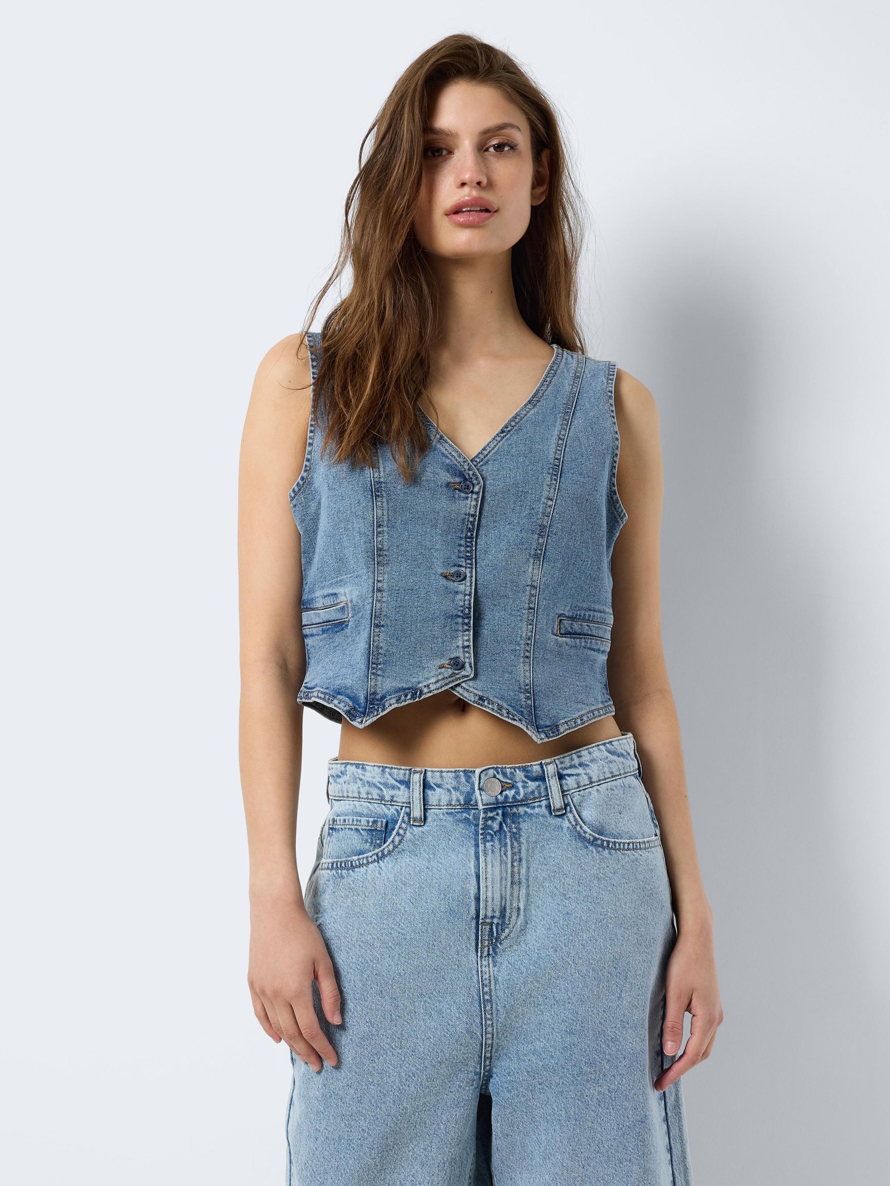 Cropped denim vest store