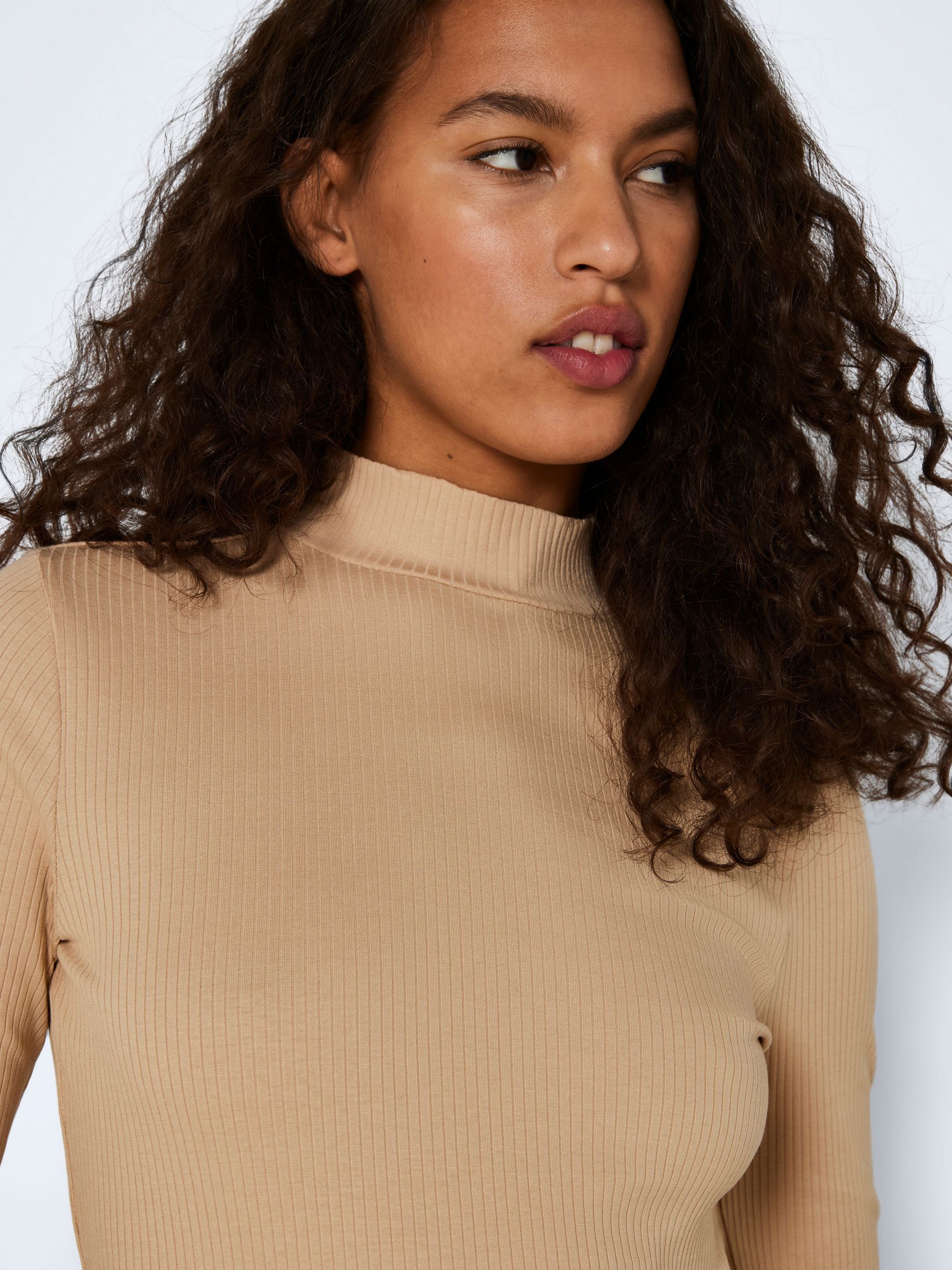 Beige high neck top store