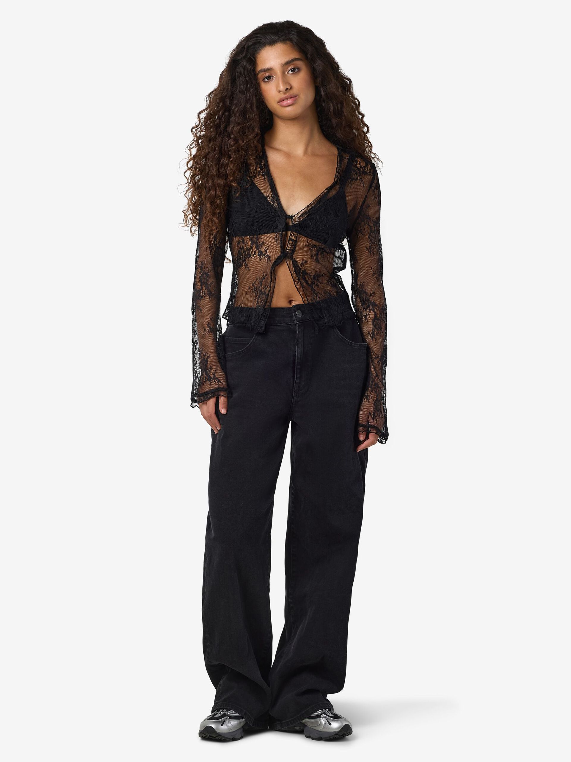 Carousel image - LACE CARDIGAN, Black | 3