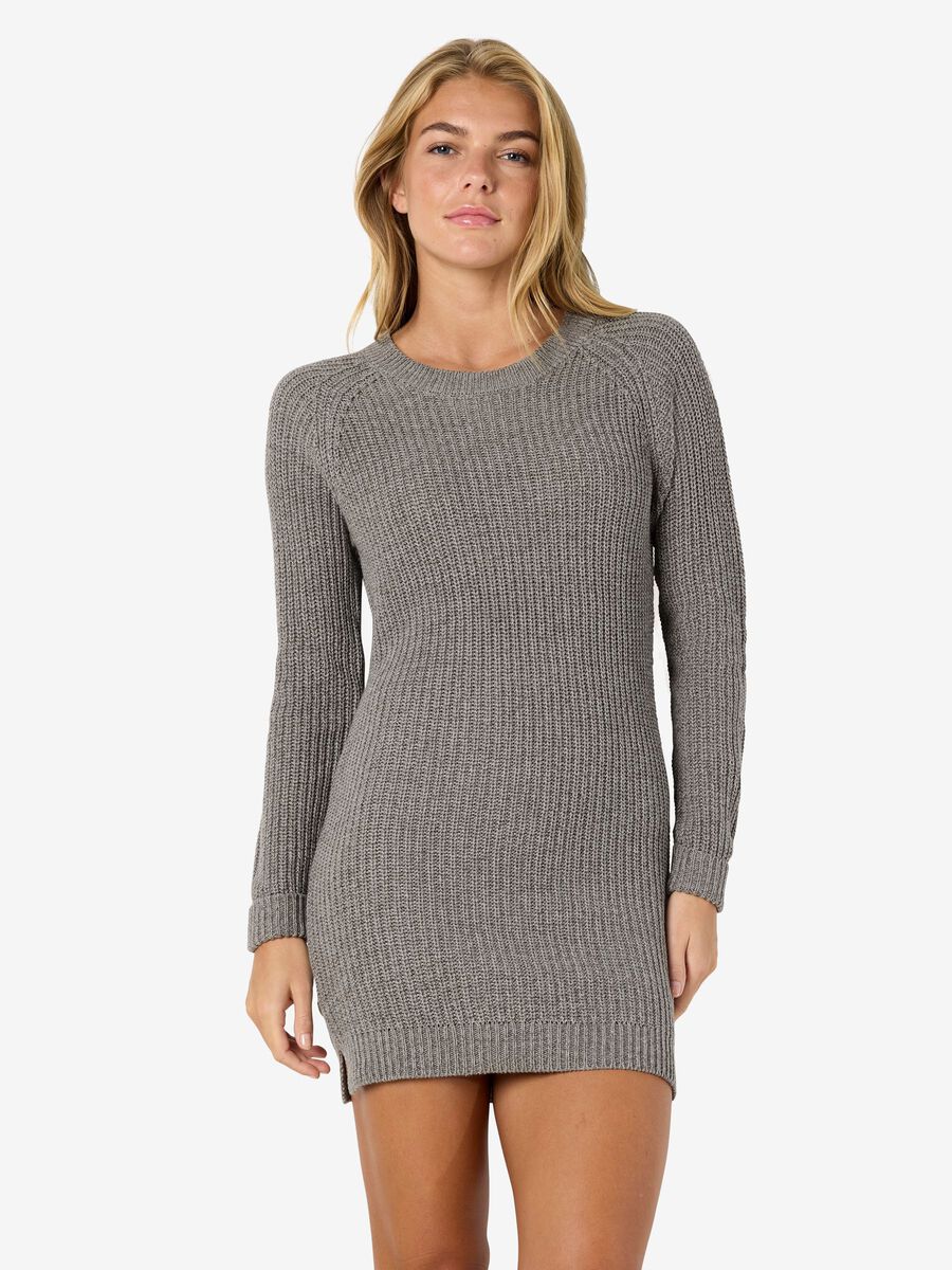 Carousel image - KORT STICKAD KLÄNNING, Medium Grey Melange | 6