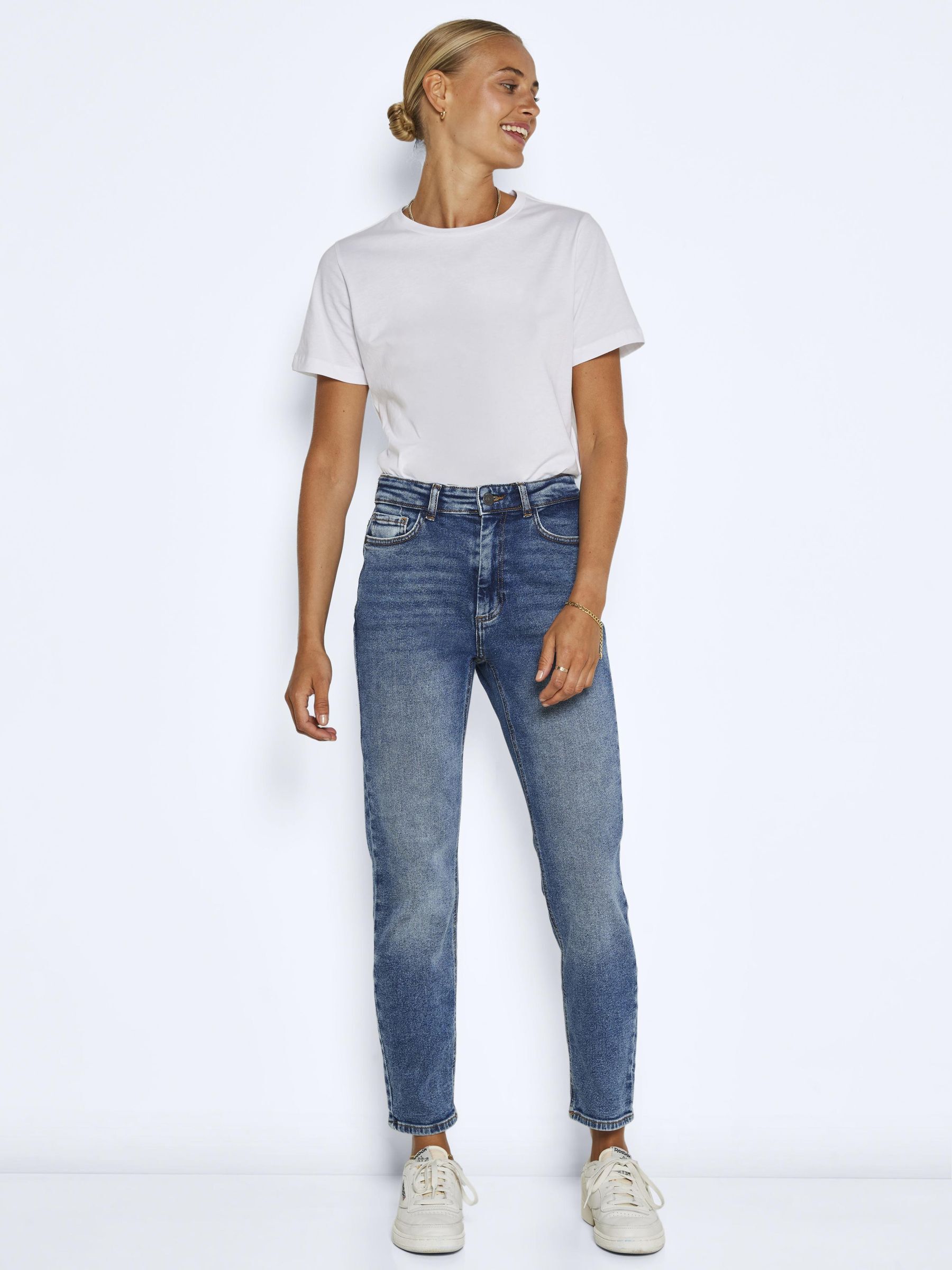 NMMONI CROPPED HIGH WAISTED STRAIGHT FIT JEANS Blue NOISY MAY
