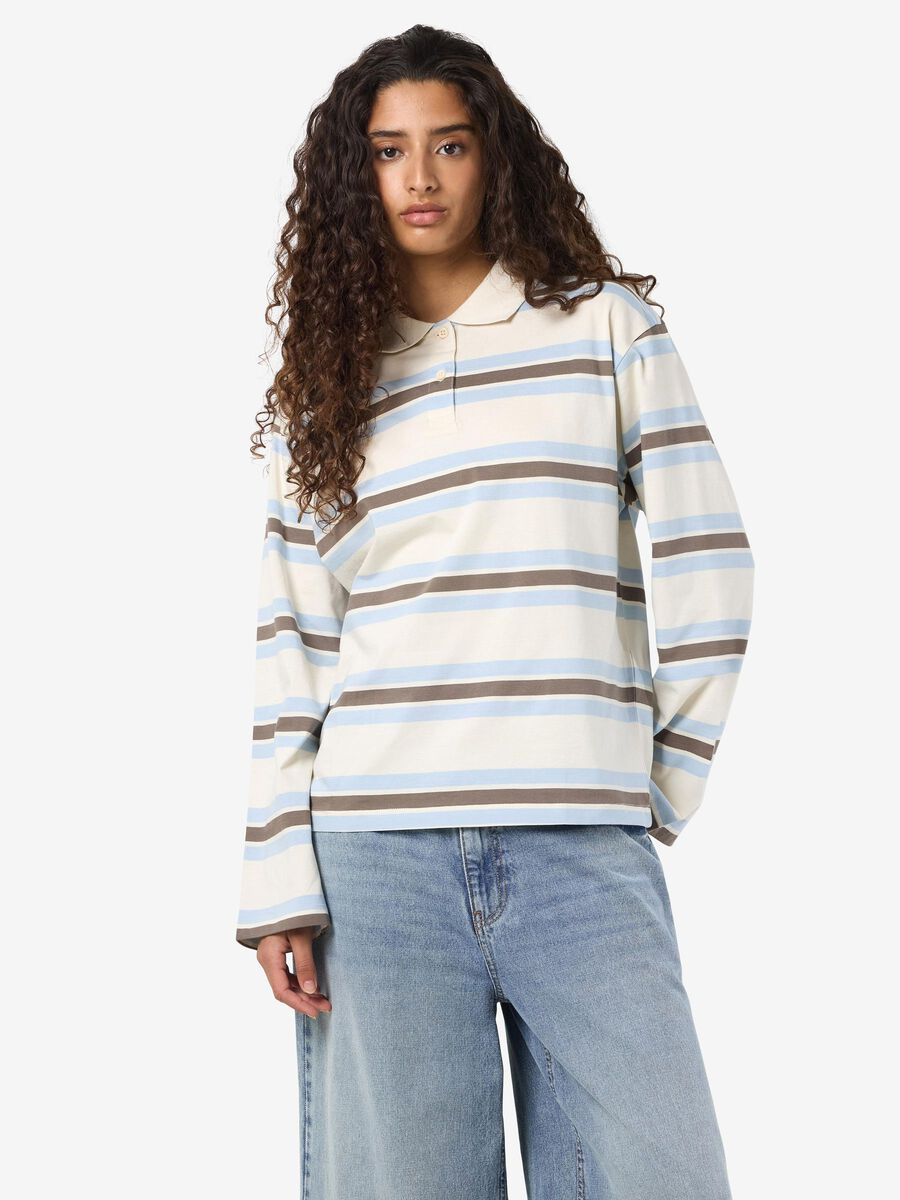 Product carousel image - STRIPED LONG-SLEEVED POLO, Birch | 1