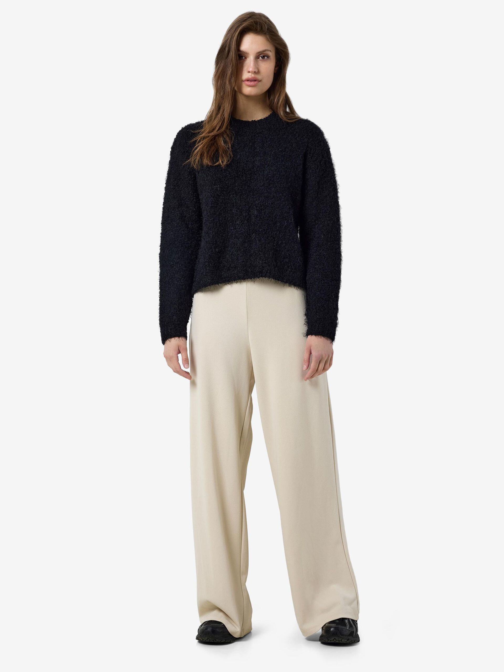 Carousel image - FLUFFY KNITTED PULLOVER, Black | 4