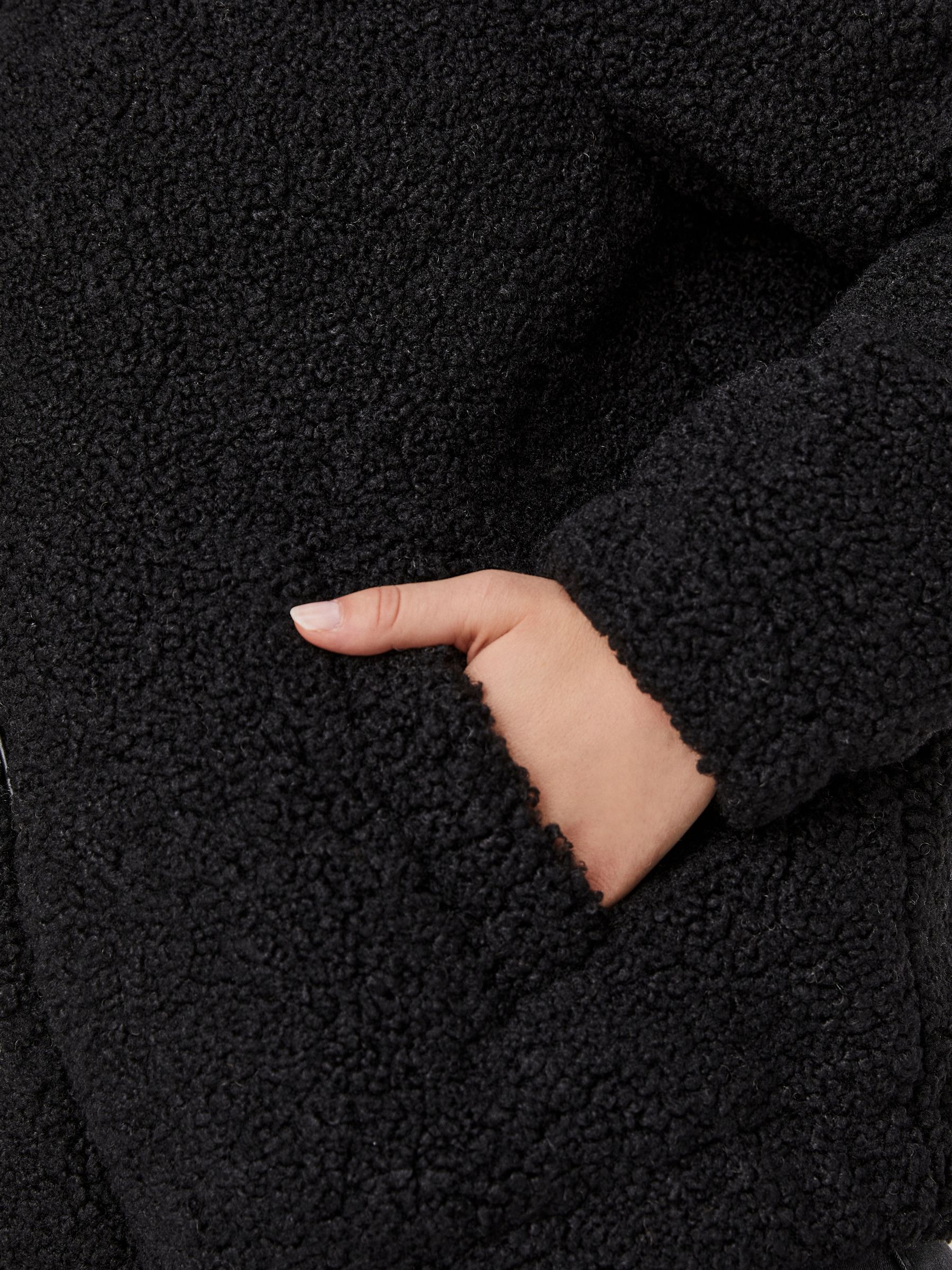 Black teddy bear jacket new look discount