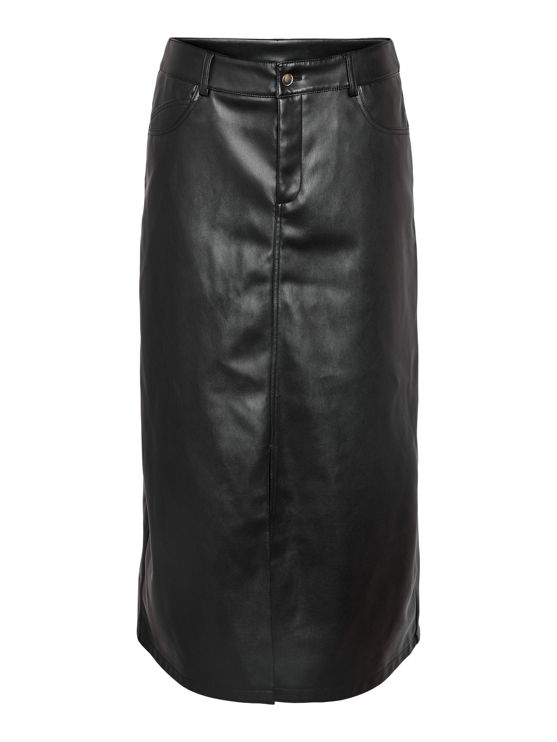 Black leather skirt with belt shop loops