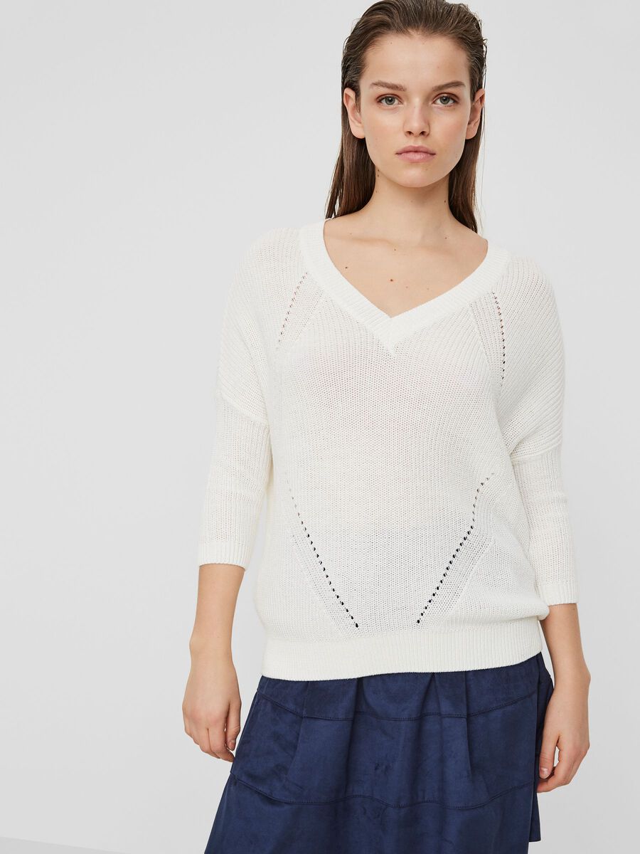 Noisy May 3/4 SLEEVED KNITTED PULLOVER, Snow White, highres - 27001081_SnowWhite_003.jpg