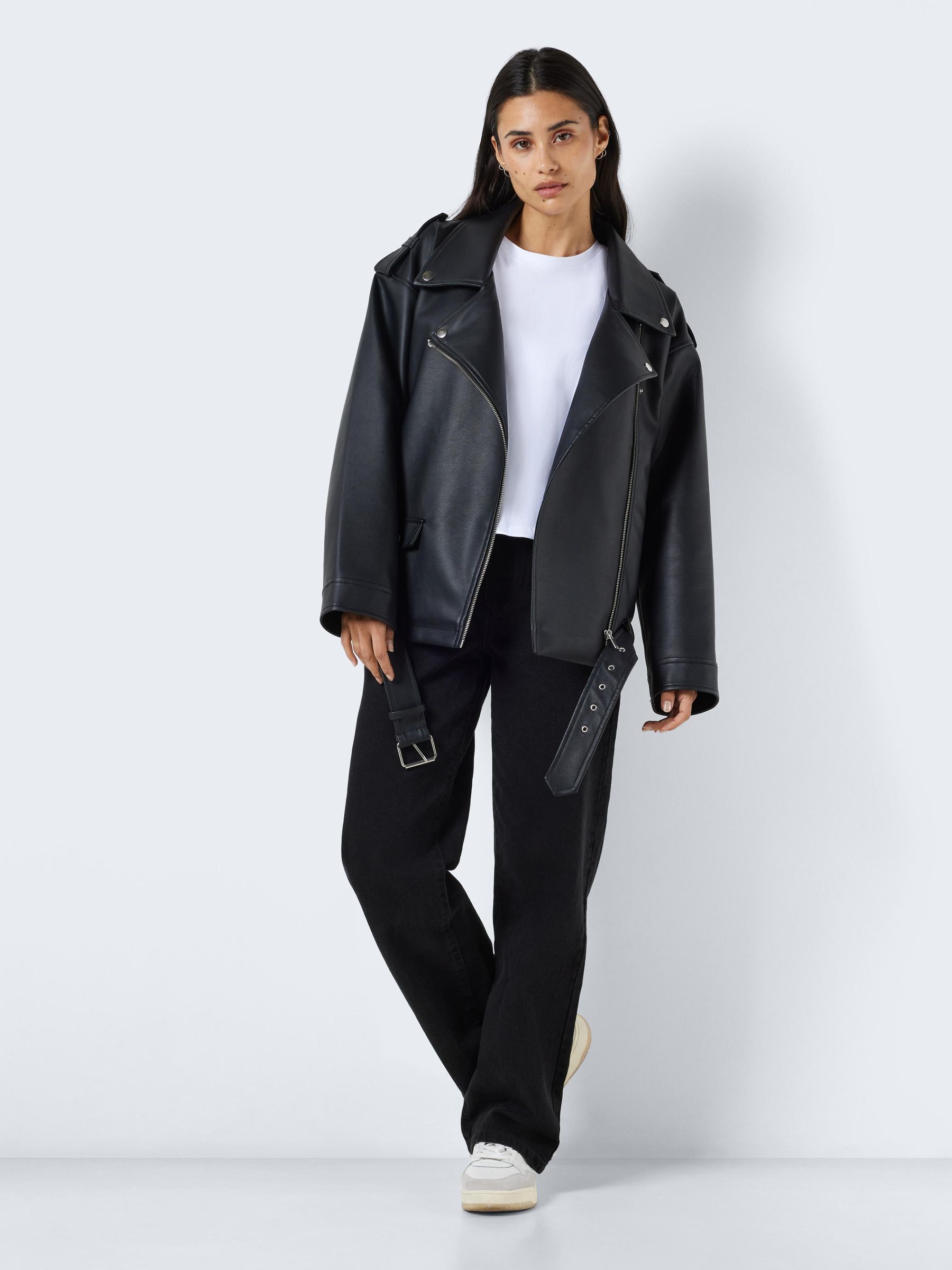 Noisy may top leather look jacket