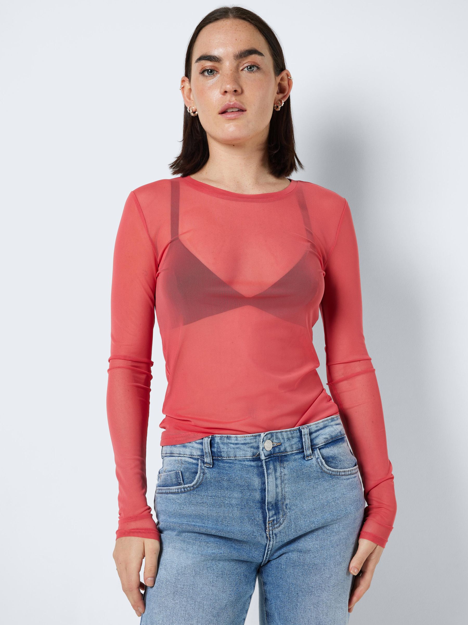 Long sleeve sale pink mesh top