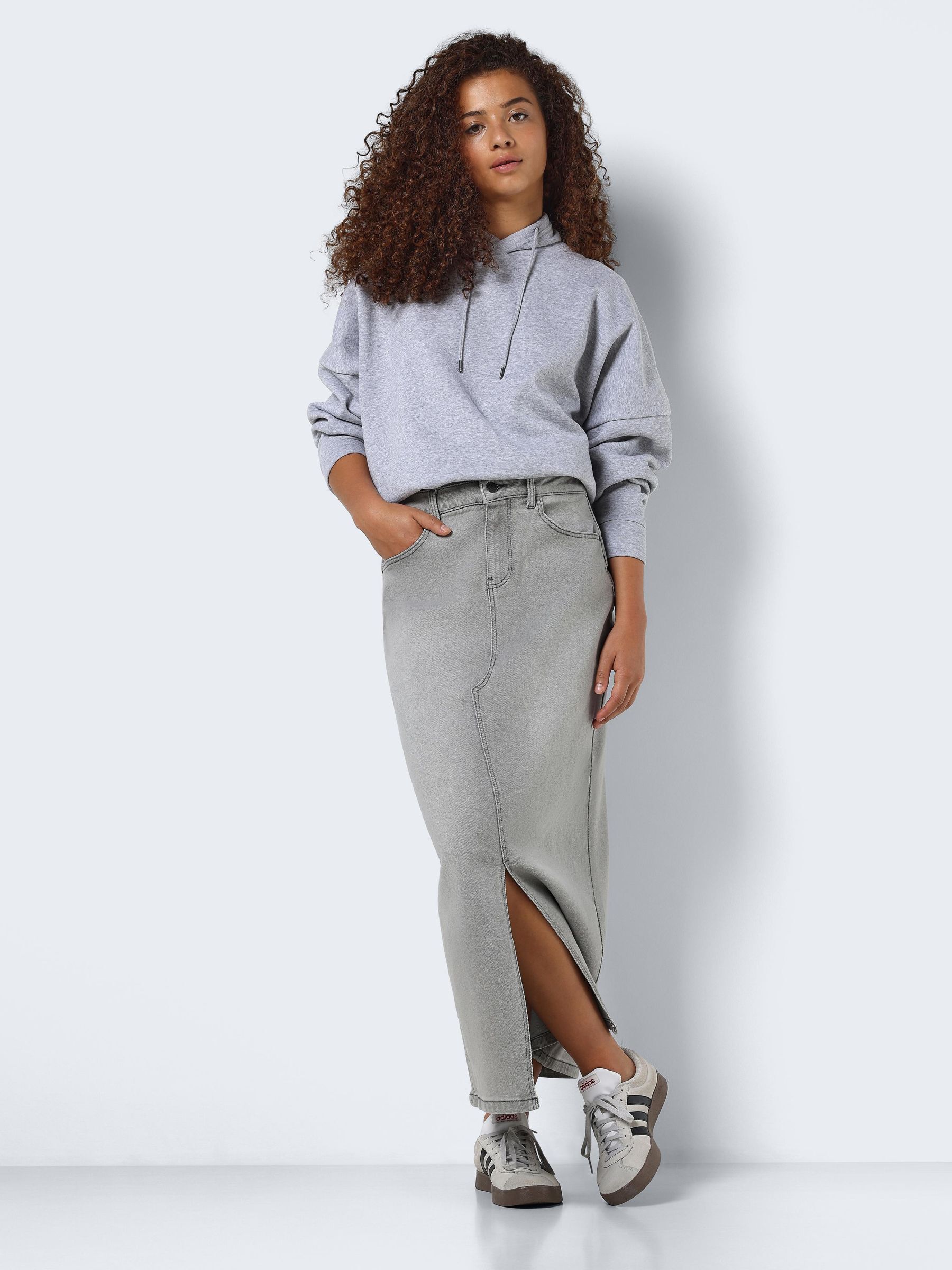 LONG DENIM SKIRT Grey NOISY MAY
