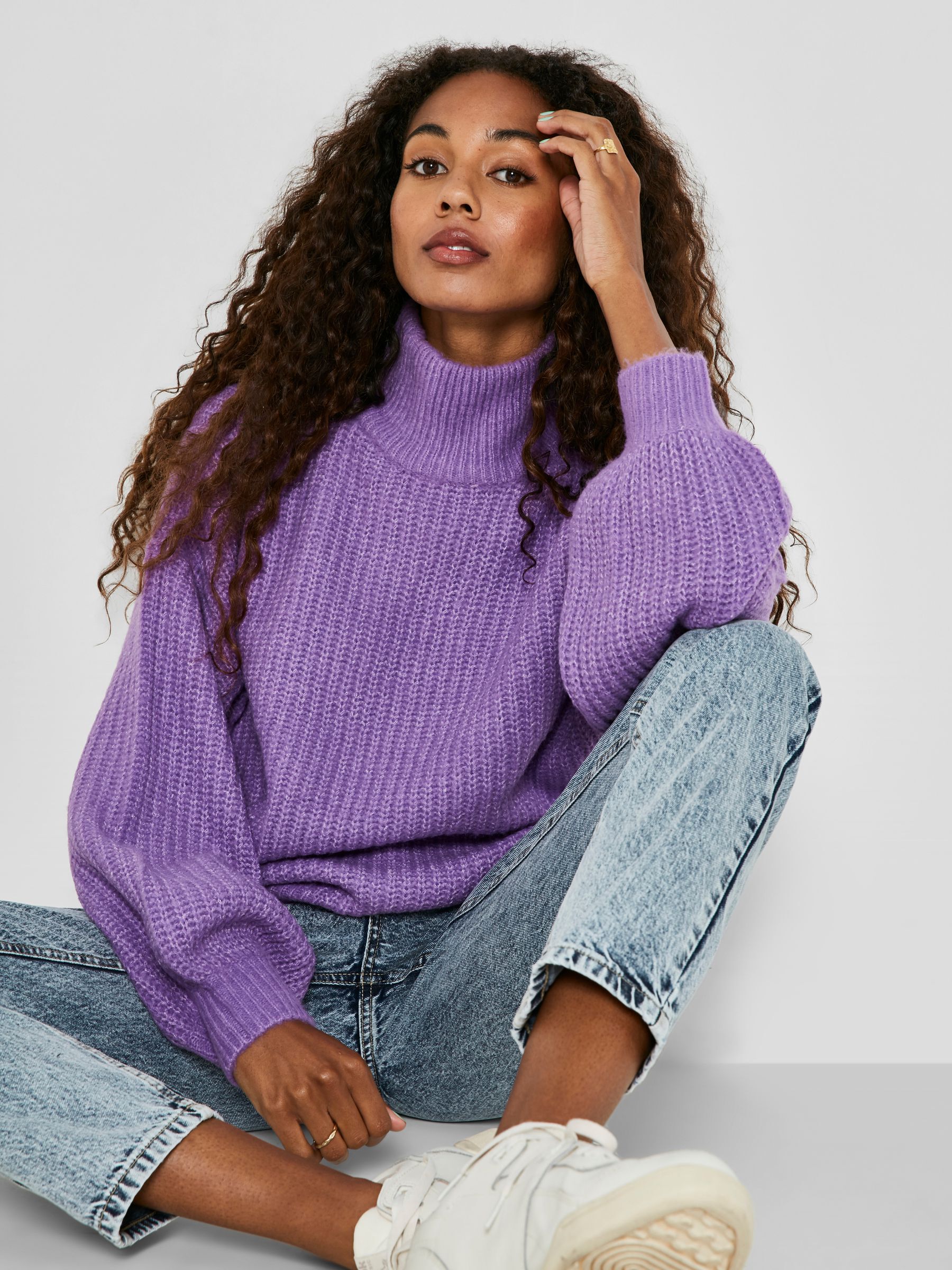 GROSSE MAILLE PULL EN MAILLE Violet NOISY MAY