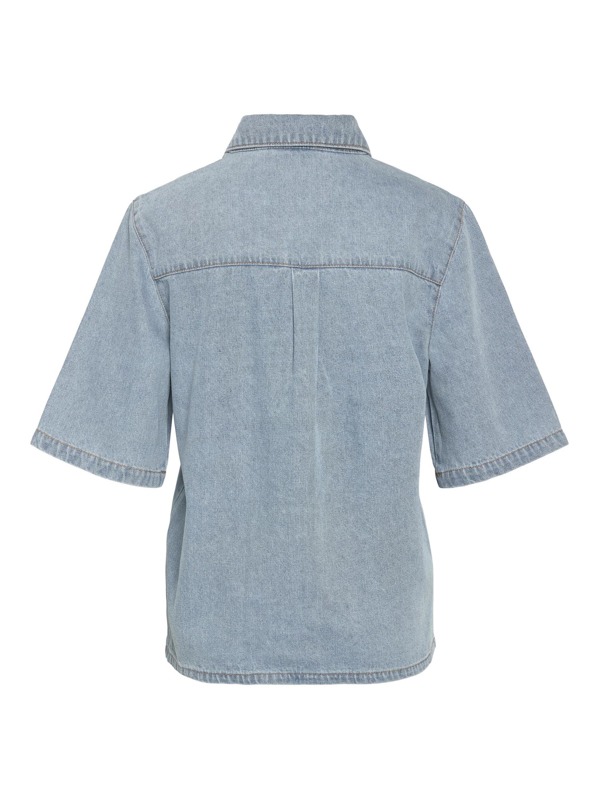 Carousel image - SHORT SLEEVED DENIM SHIRT, Light Blue Denim | 7