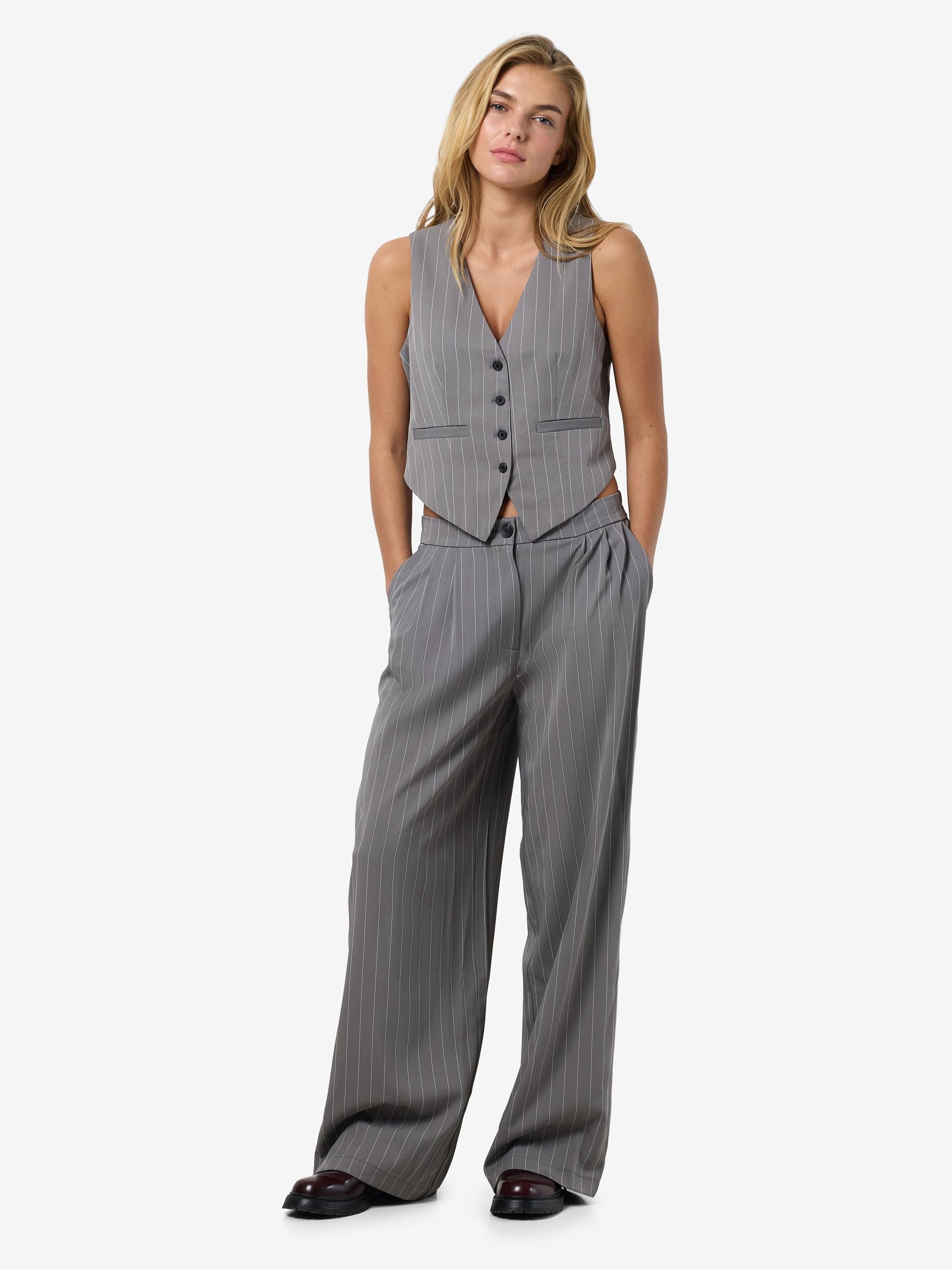 PINSTRIPED TROUSERS Grey NOISY MAY