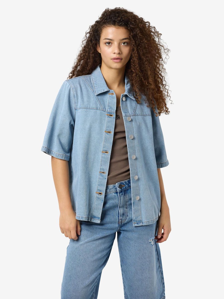 Noisy May SHORT SLEEVED DENIM SHIRT, Light Blue Denim, highres - 27034366_LightBlueDenim_007.jpg