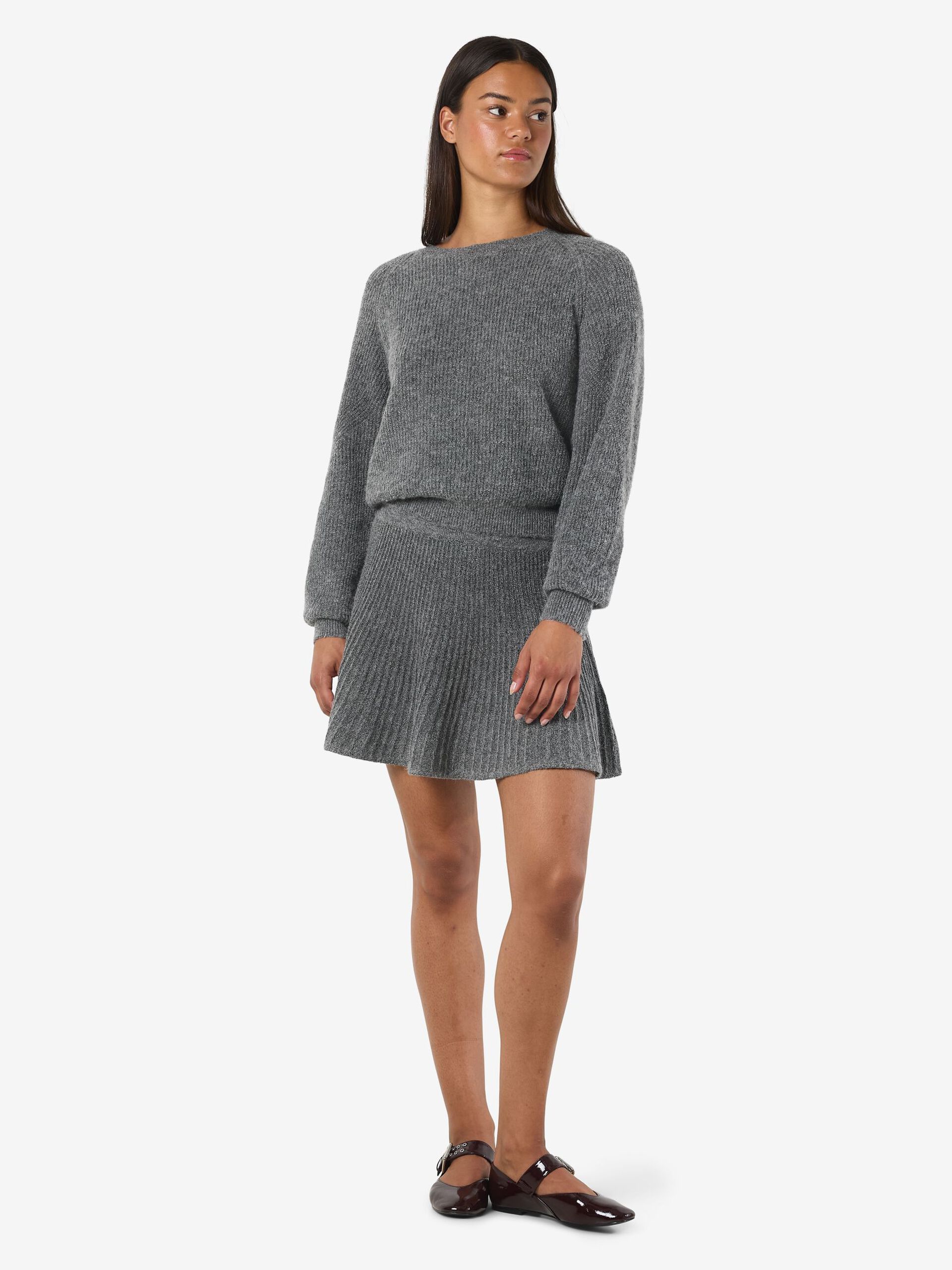 Carousel image - KNITTED MINI SKIRT, Medium Grey Melange | 6