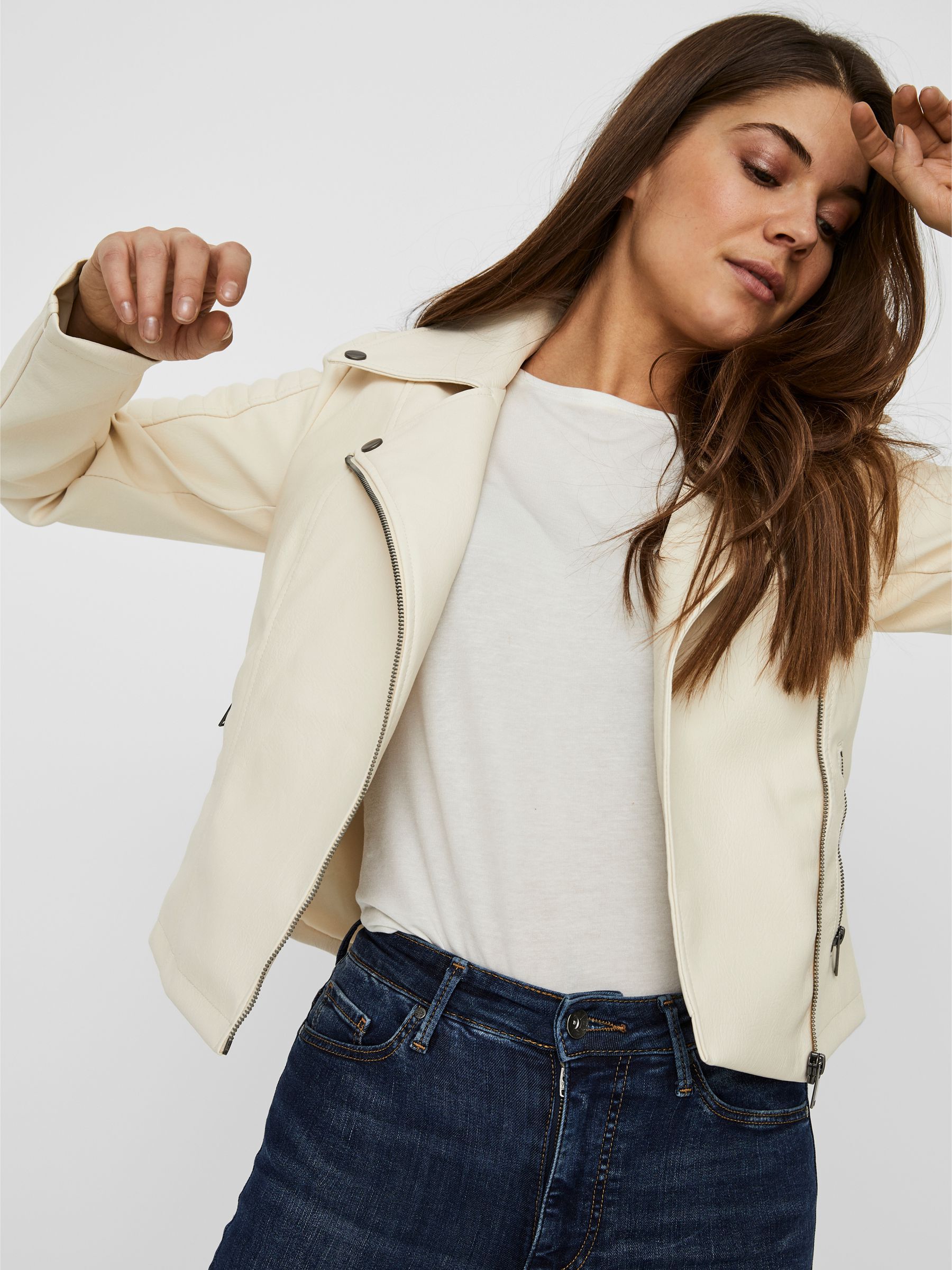 Pink leather look jacket deals