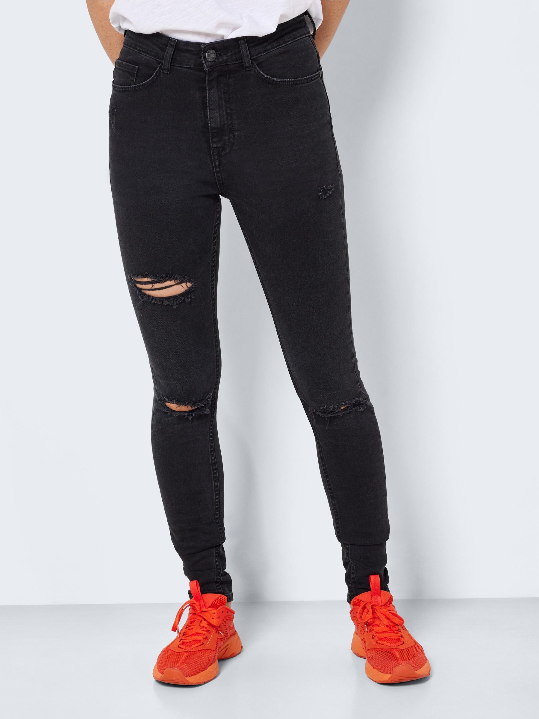 Black ripped knee jeans womens deals