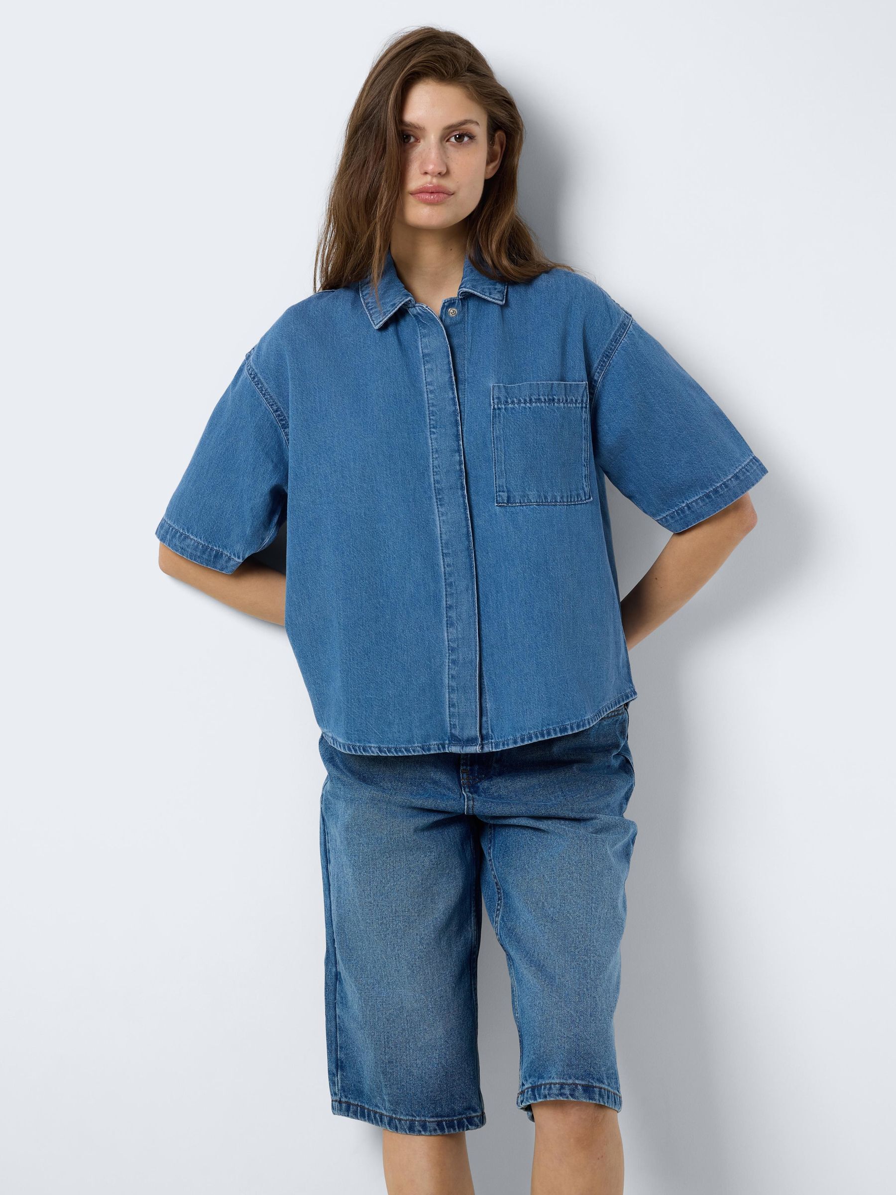 SHORT SLEEVED DENIM SHIRT Blue NOISY MAY