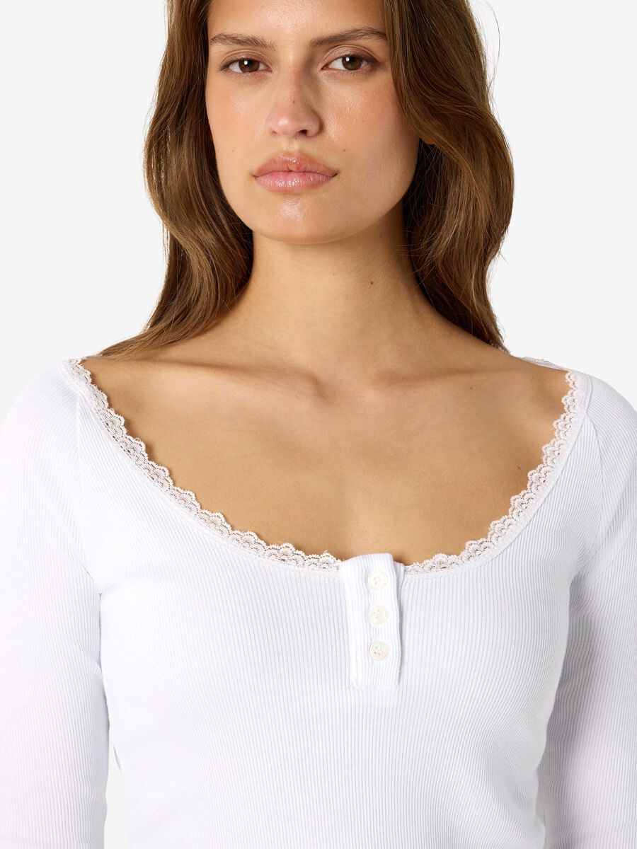 Carousel image - NMMAYA LONG SLEEVED TOP, Bright White | 5