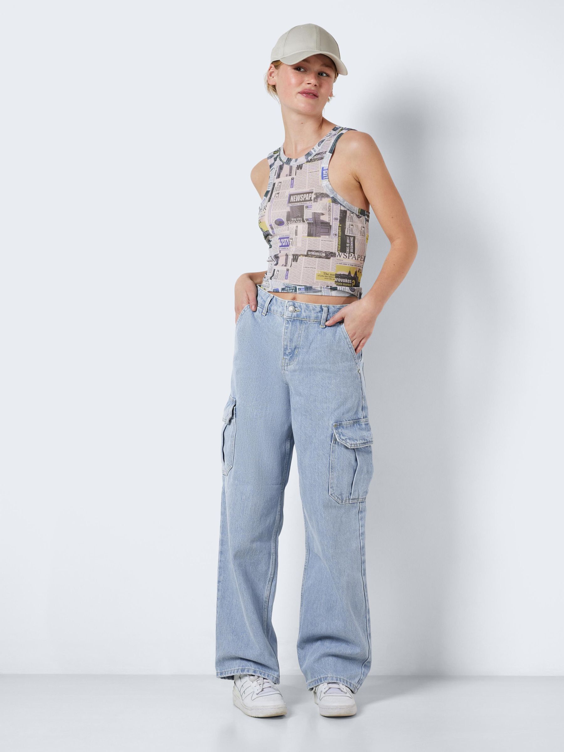 NMALEXA NORMAL WAISTED CARGO JEANS Blue NOISY MAY