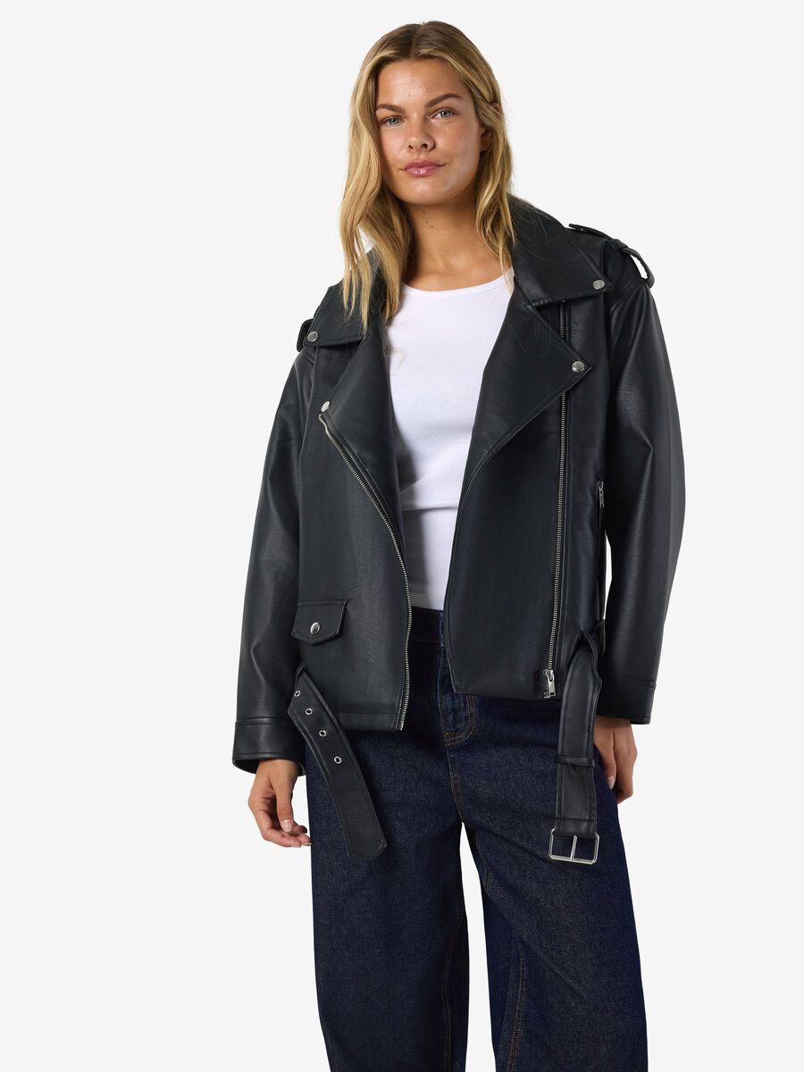 Product carousel image - OVERSIZE VESTE SIMILI, Black | 1