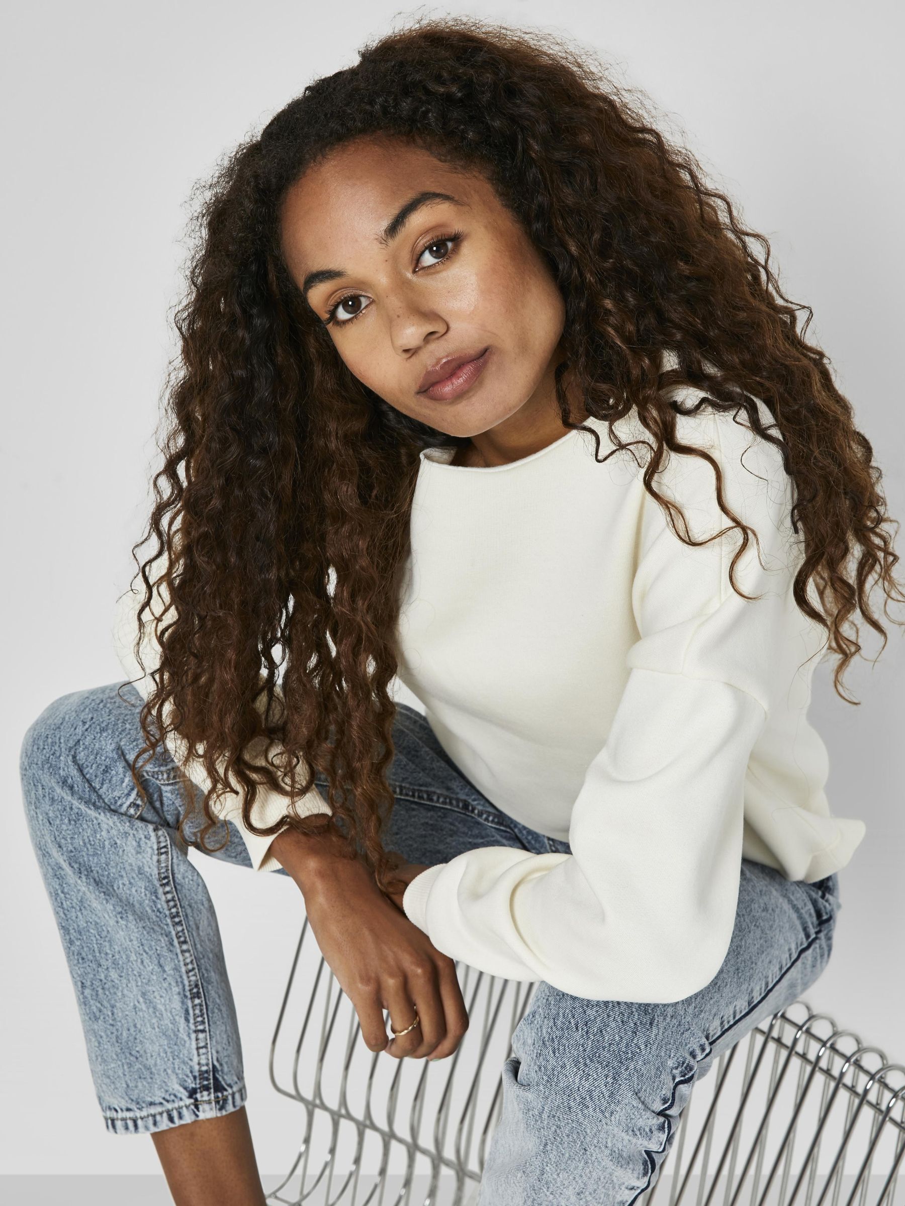COL BATEAU SWEAT SHIRT Blanc NOISY MAY