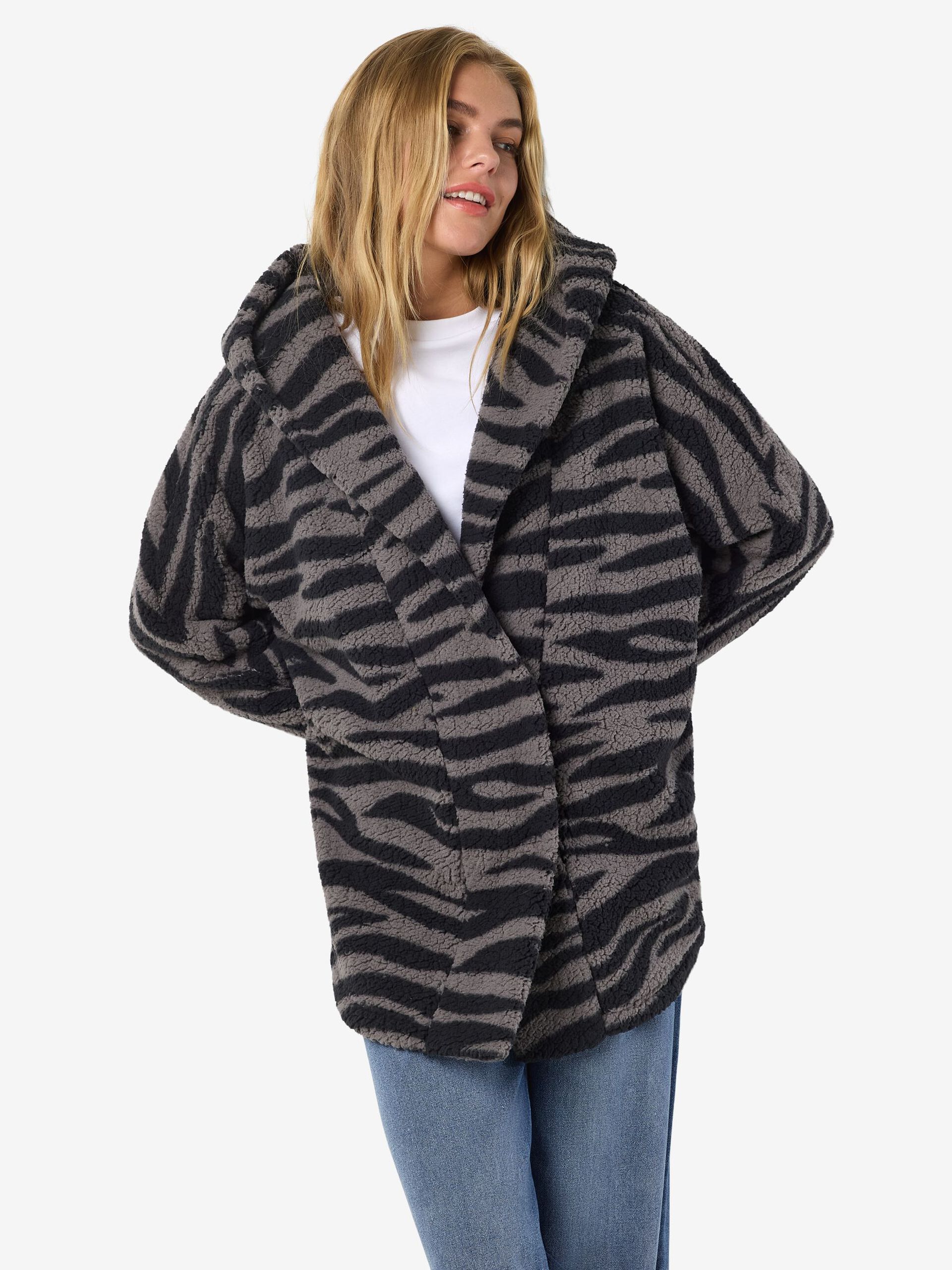 Carousel image - PRINTED COATIGAN, Charcoal Gray | 6