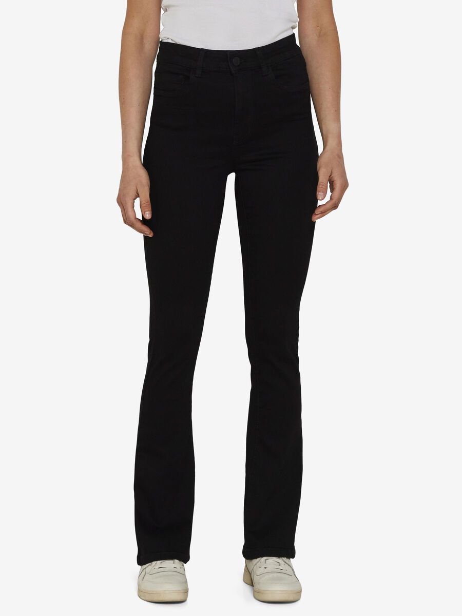 Noisy May NMSALLIE HIGH WAIST FLARED JEANS, Black, highres - 27017554_Black_003.jpg