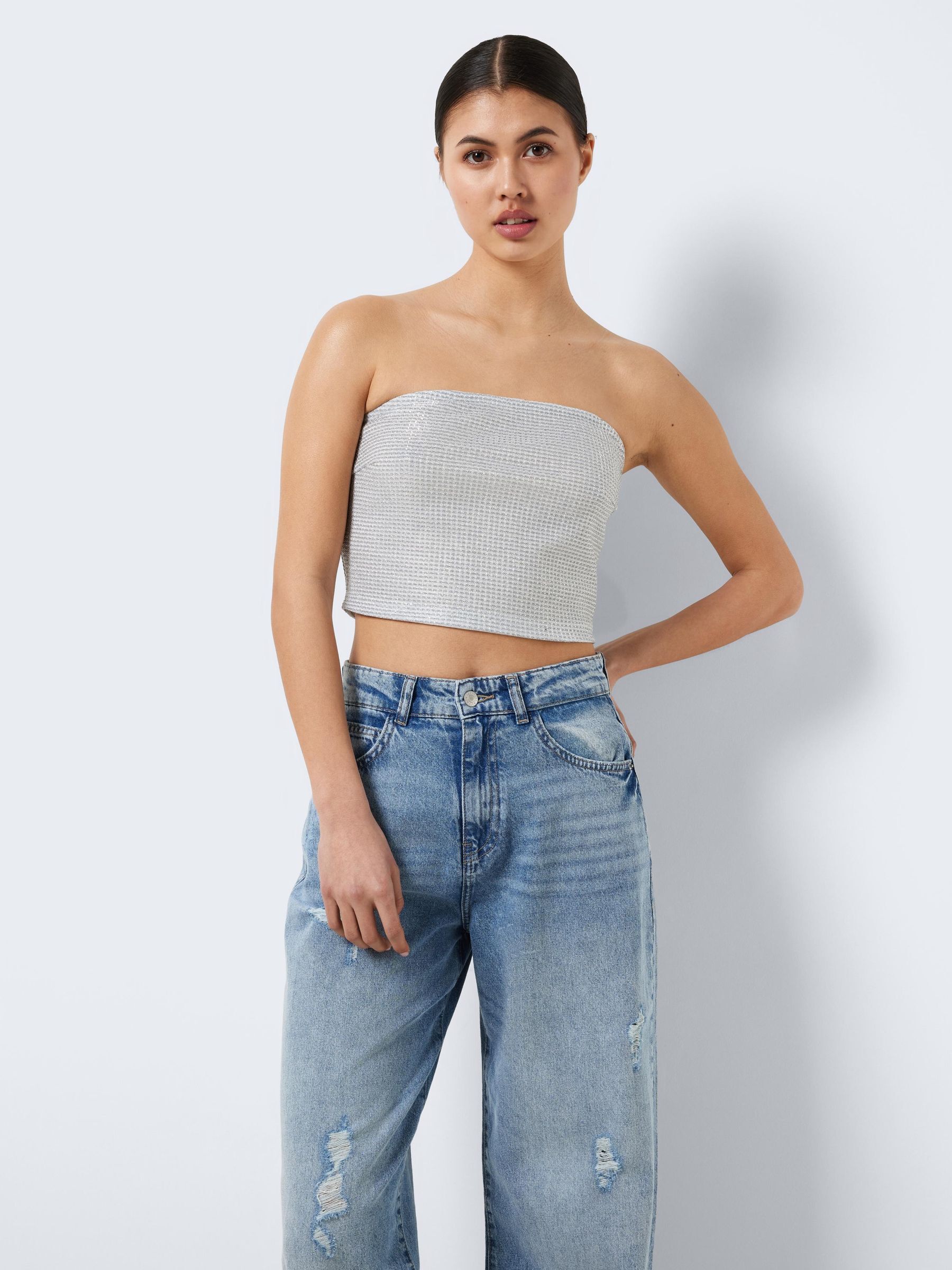 Glitter strapless top cheap