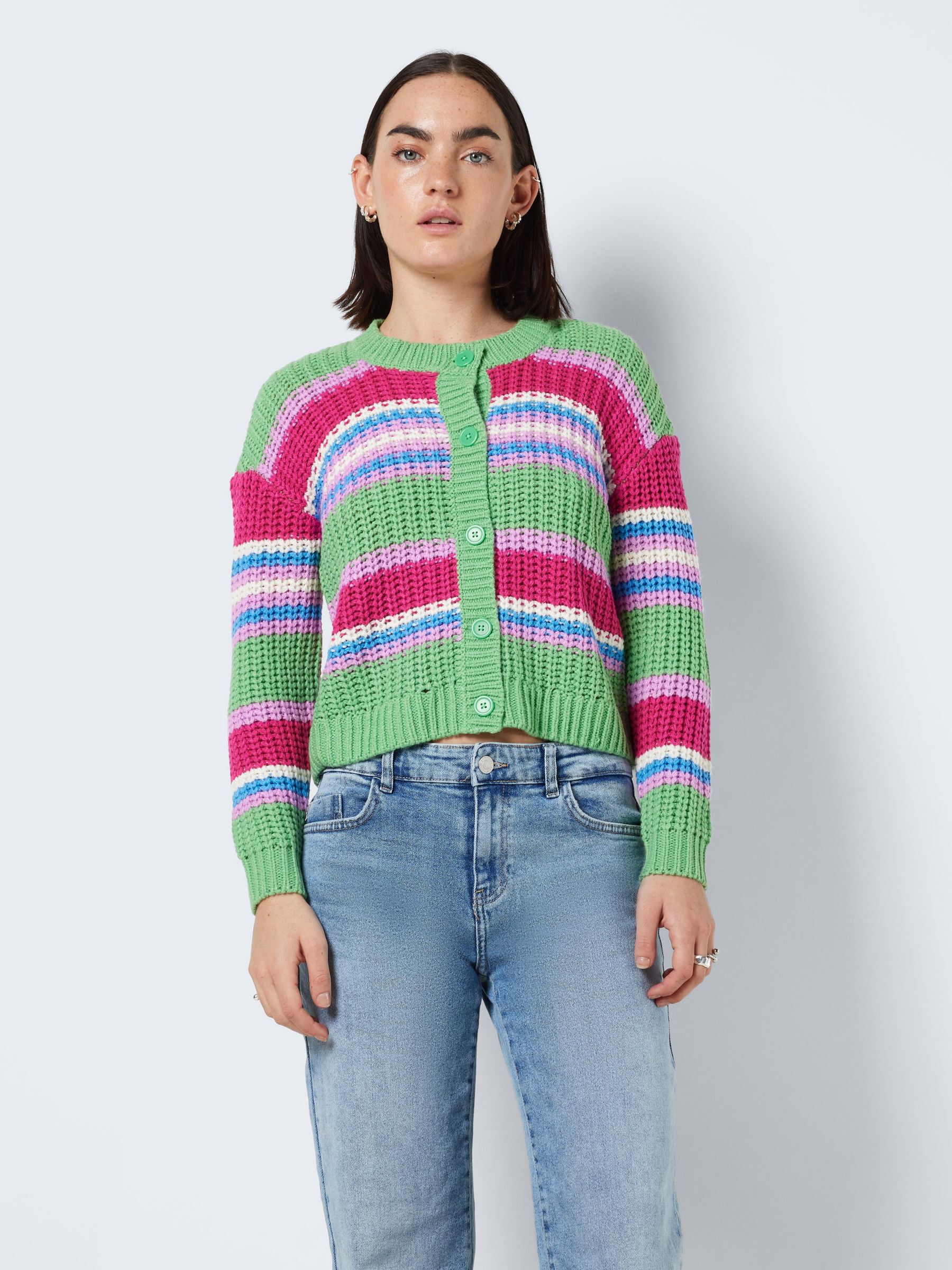 STRIPED KNITTED CARDIGAN Coloured NOISY MAY