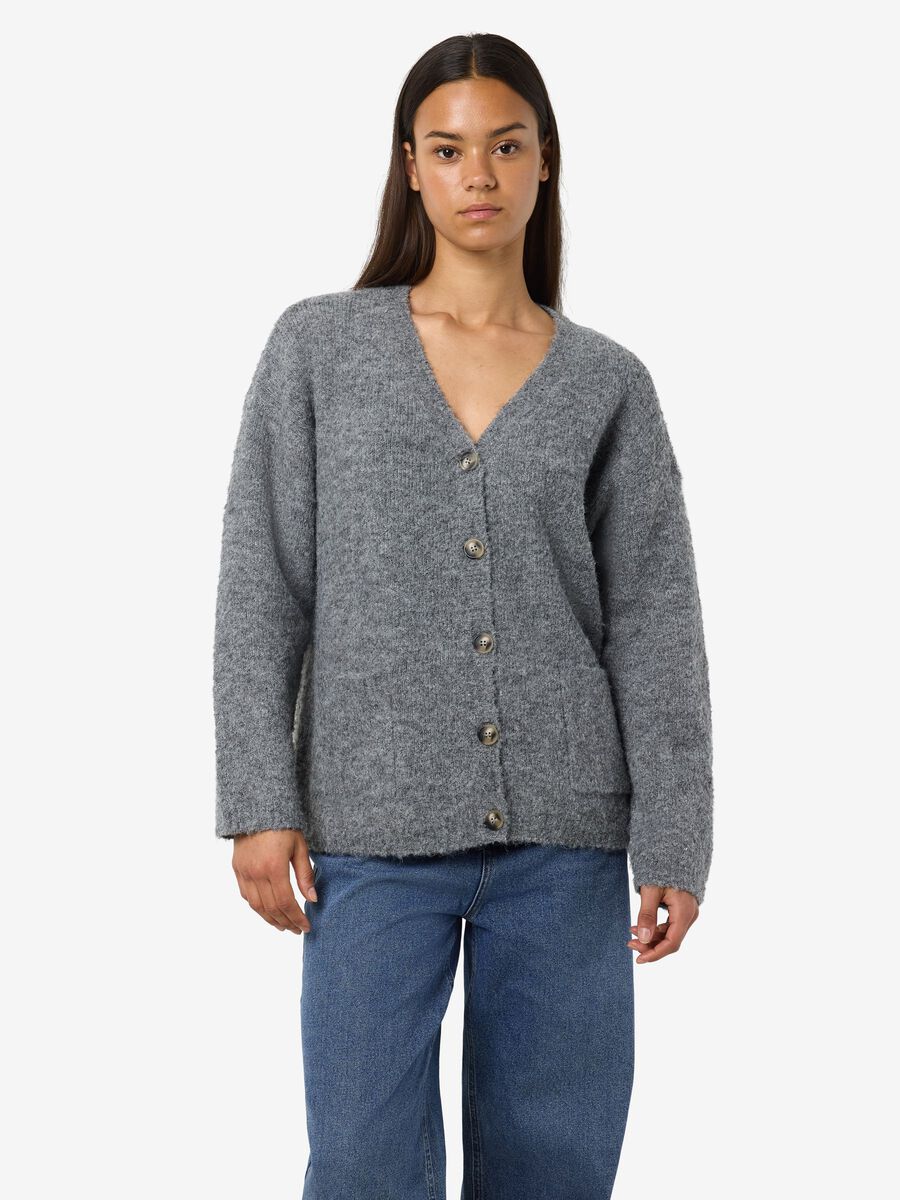 Product carousel image - KNITTED CARDIGAN, Medium Grey Melange | 2