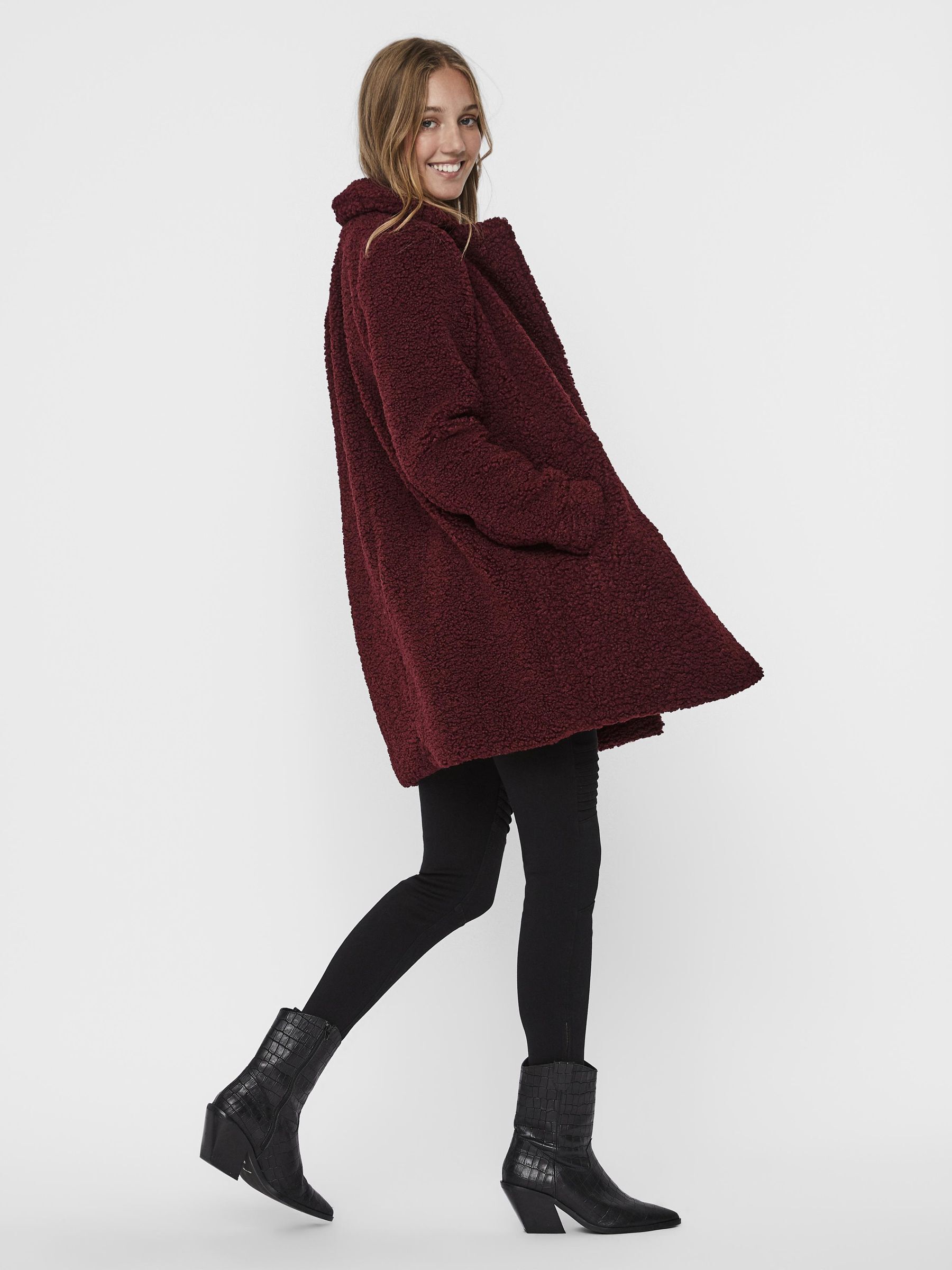 Maroon shop teddy coat