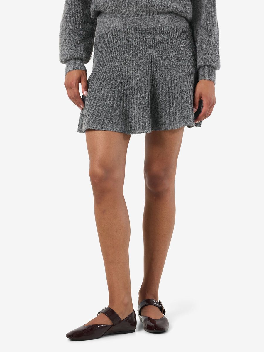 Carousel image - KNITTED MINI SKIRT, Medium Grey Melange | 1