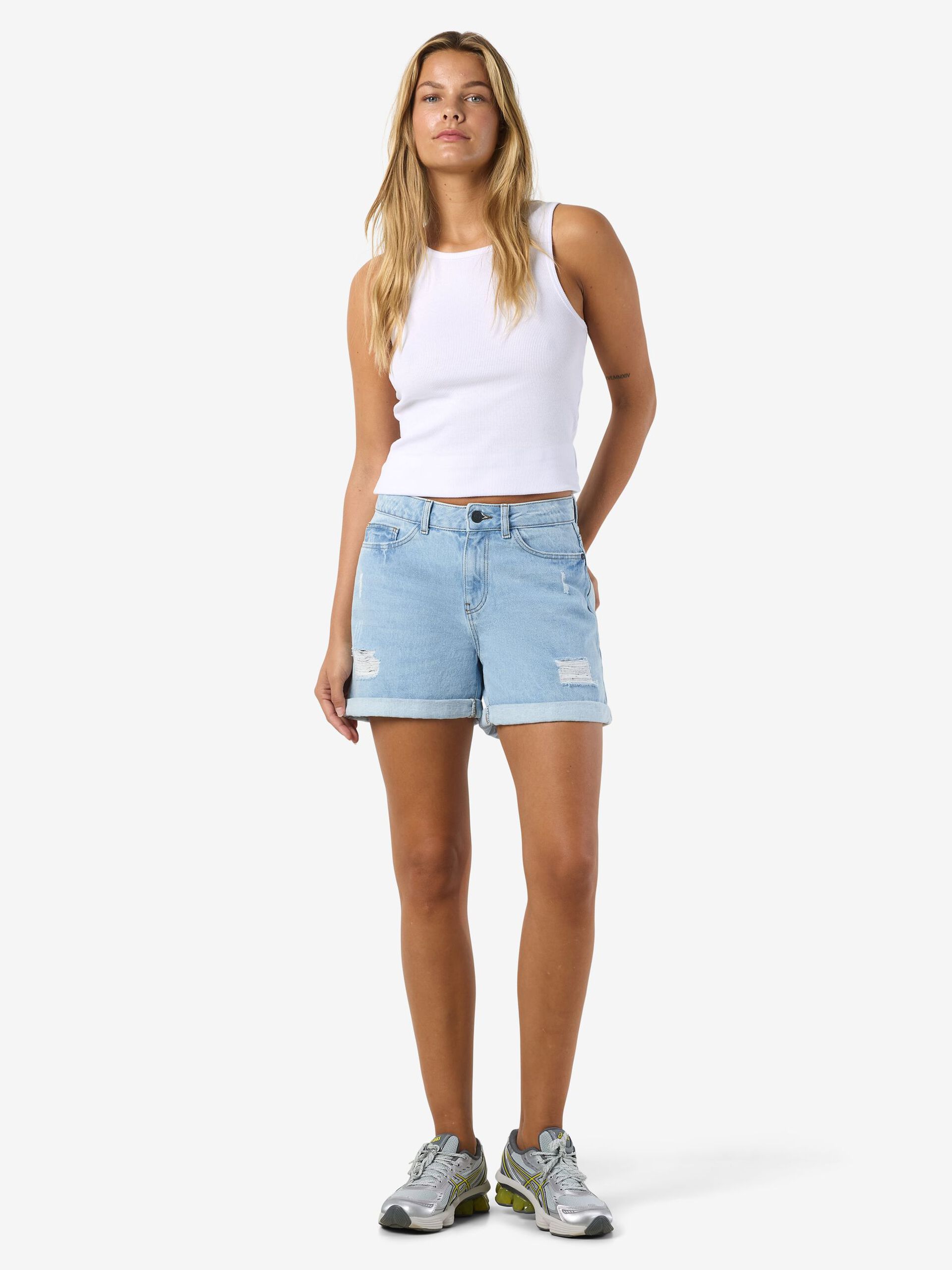 Carousel image - NORMAL WAIST DENIM SHORTS, Light Blue Denim | 4