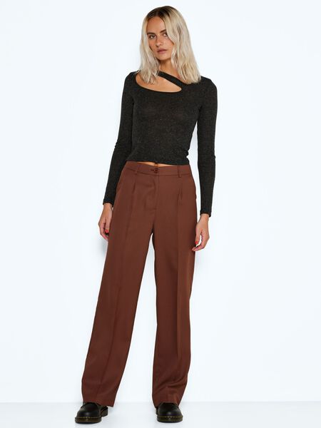 Noisy May HIGH WAISTED STRAIGHT FIT TROUSERS, Cappuccino, highres - 27022757_Cappuccino_007.jpg