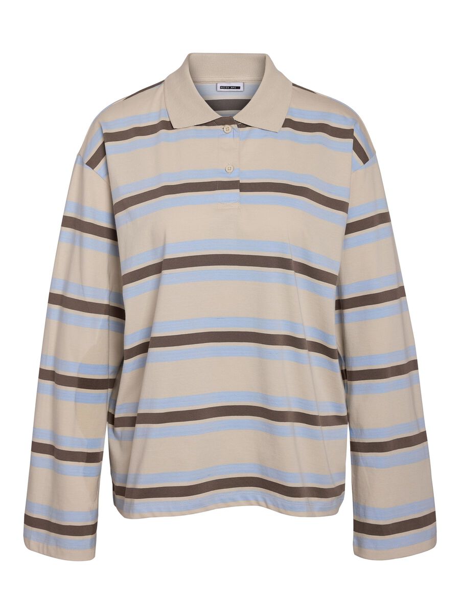 Carousel image - GESTREEPTE POLO MET LANGE MOUWEN, Birch | 2